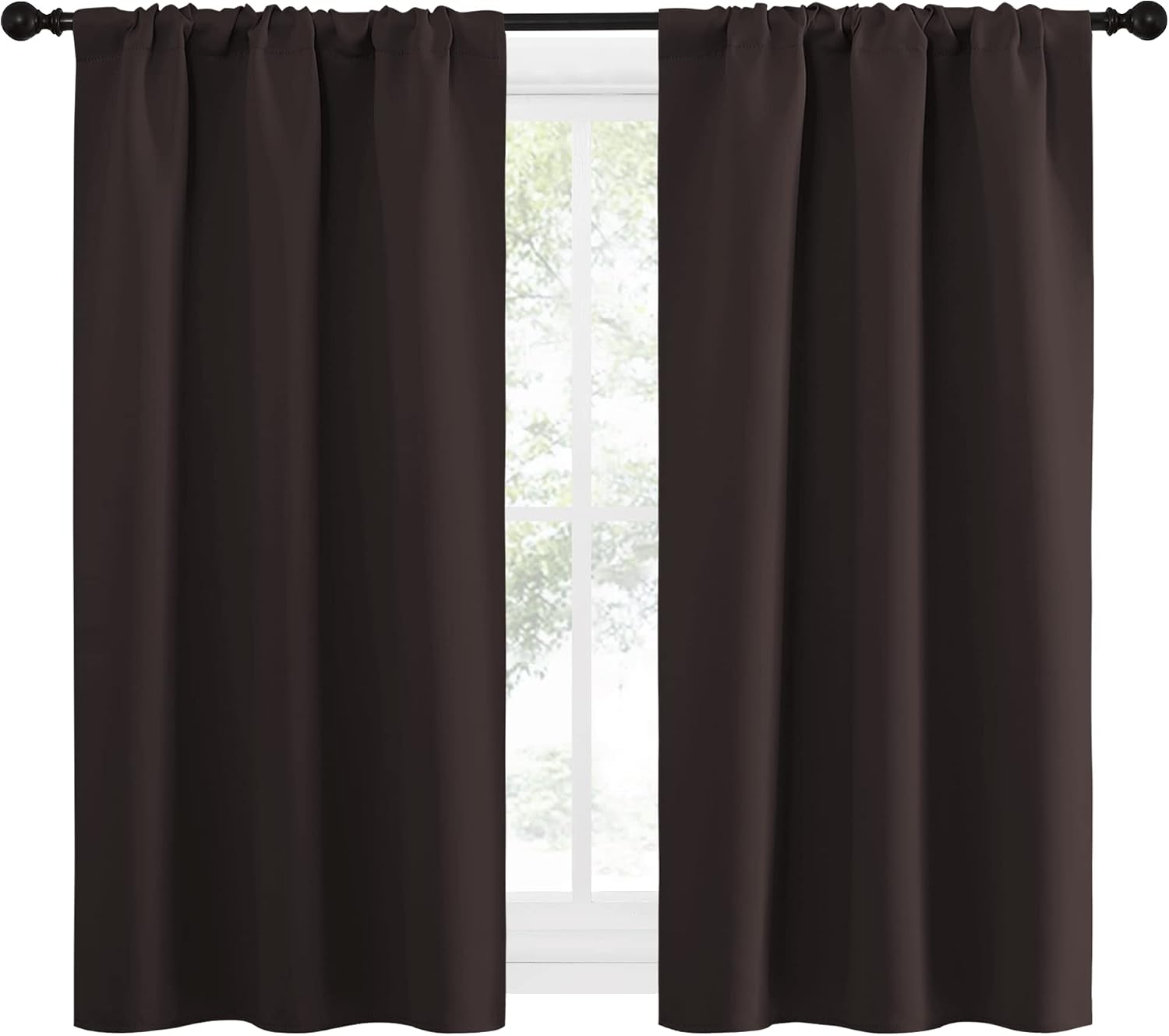 NICETOWN Kitchen Curtains Thermal Insulated Curtains & Drapes, Small Window Blackout Curtain Panels for Girls Room (Toffee Brown, 34"…