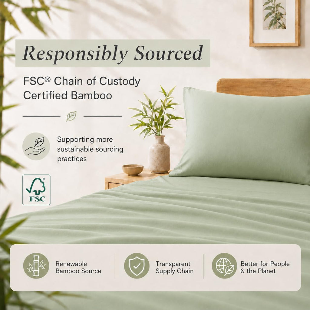 TOSMO Luxury Cooling Pillowcase Set of 2 | FSC® Certified | Viscose from Organically Grown Bamboo | Breathable Silky Soft Pillowcases…