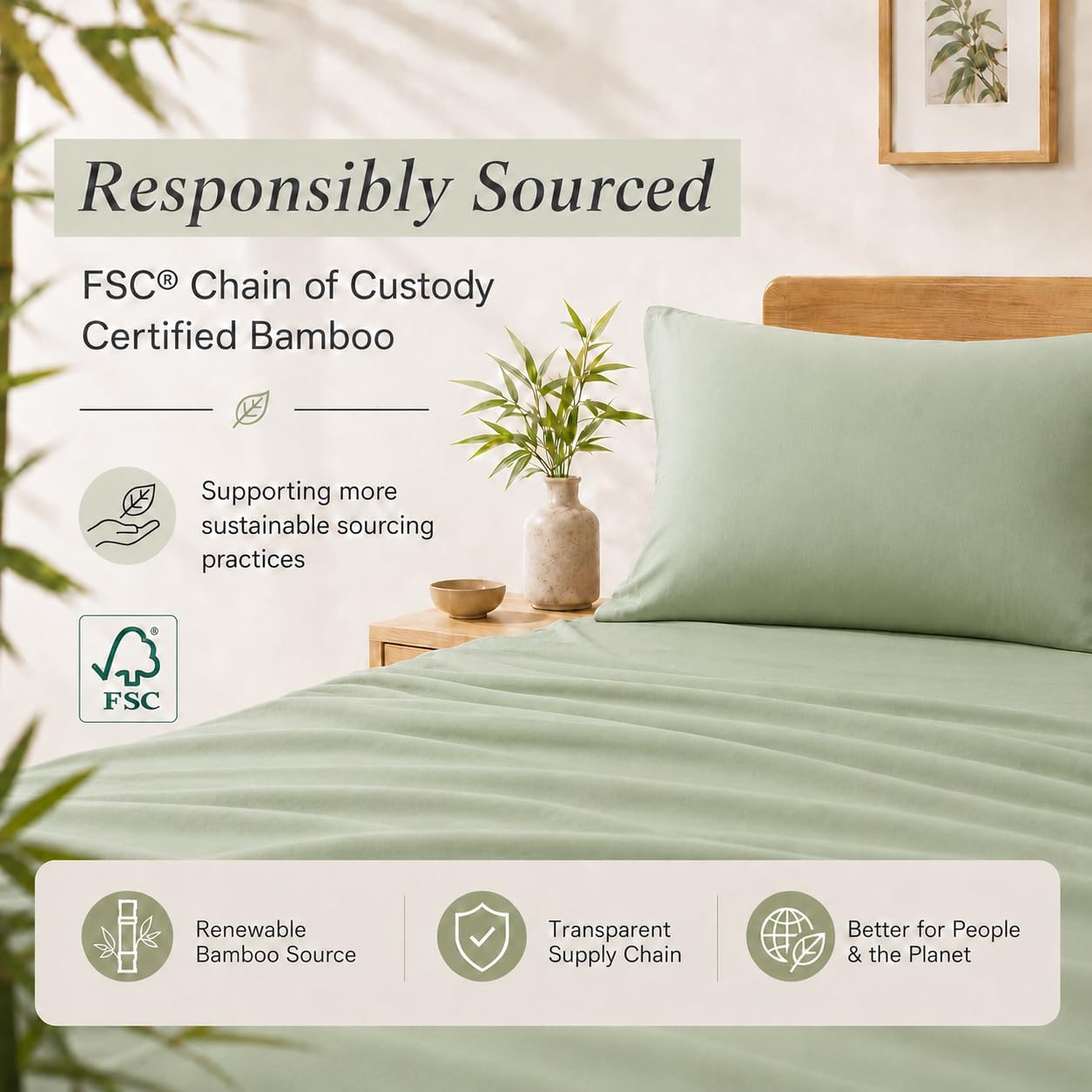 TOSMO Luxury Cooling Pillowcase Set of 2 | FSC® Certified | Viscose from Organically Grown Bamboo | Breathable Silky Soft Pillowcases…