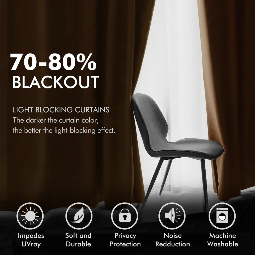 MIULEE Velvet Curtains Chocolate Elegant Grommet Thermal Insulated Soundproof Brown Room Darkening Curtains/Drapes for Classical Living…