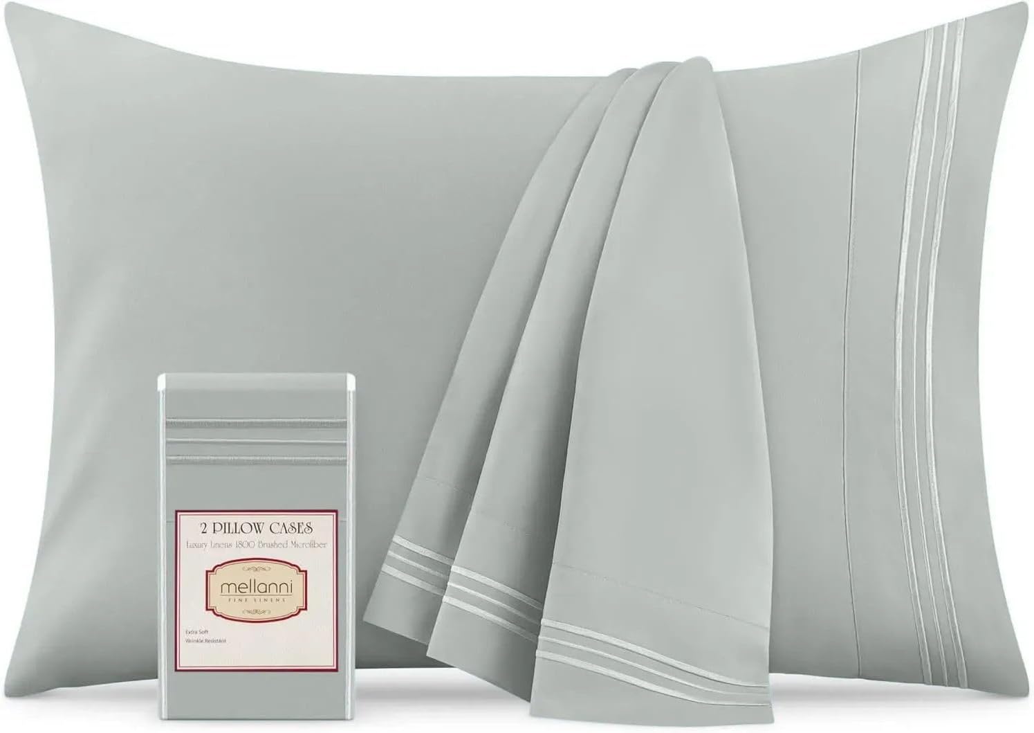Mellanni Pillow Cases - Luxury, Extra Soft, Cooling Pillow Covers - 2 PC Iconic Collection Pillowcases - Envelope Closure (Standard/Queen 2…