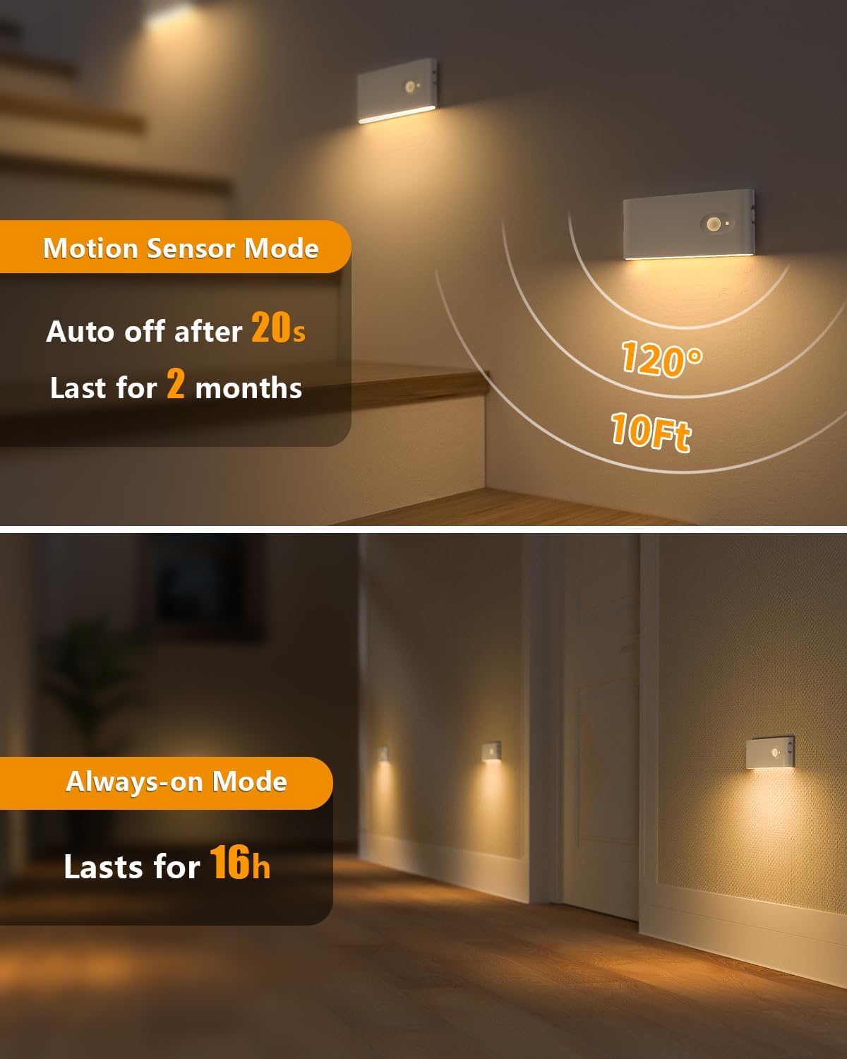 Willed Rechargeable Night Light, Warm White Stair Lights Indoor, Wireless Motion Sensor Night Light, Stick On Lights for Stairs, Hallway, S…