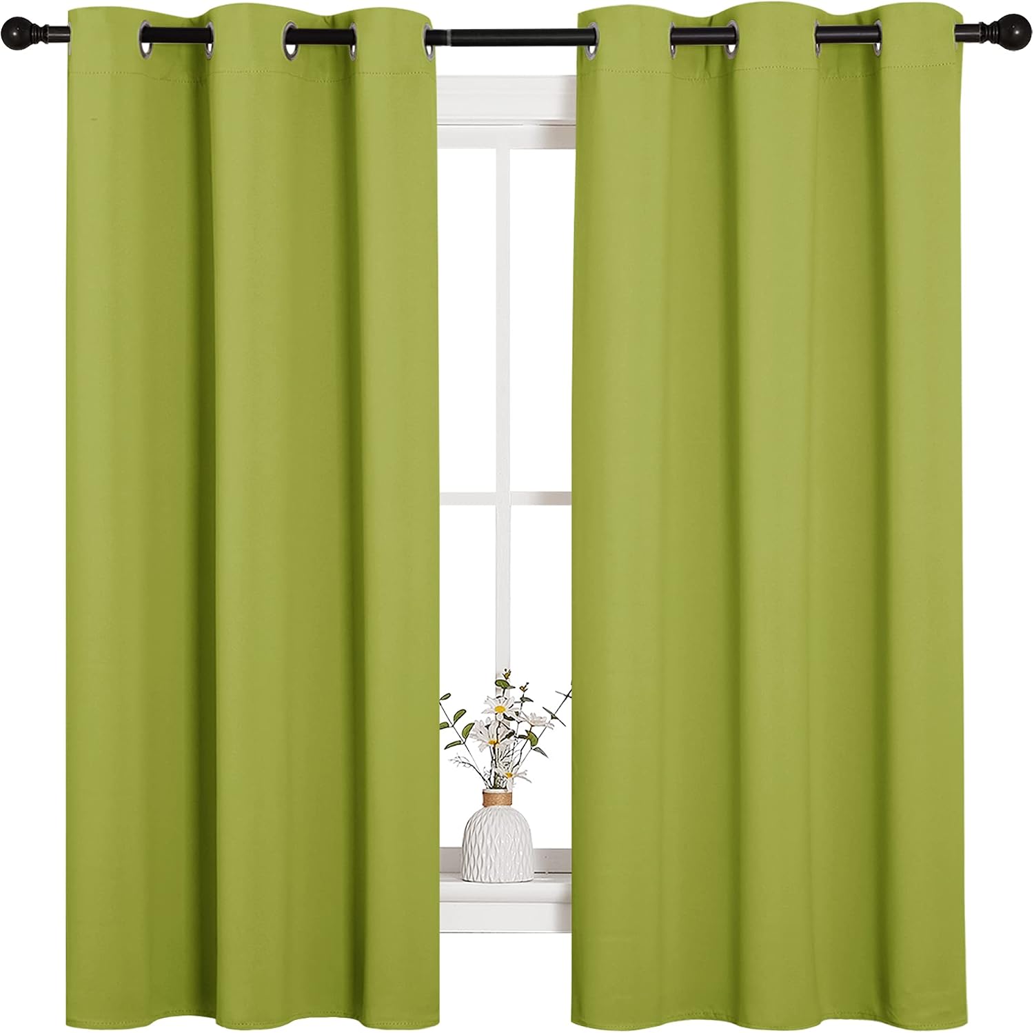 NICETOWN Thermal Insulated Solid Grommet Top Blackout Holiday Decorative Curtains/Drapes for Kid's Room (1 Pair, 42 x 63 inches in Fresh…