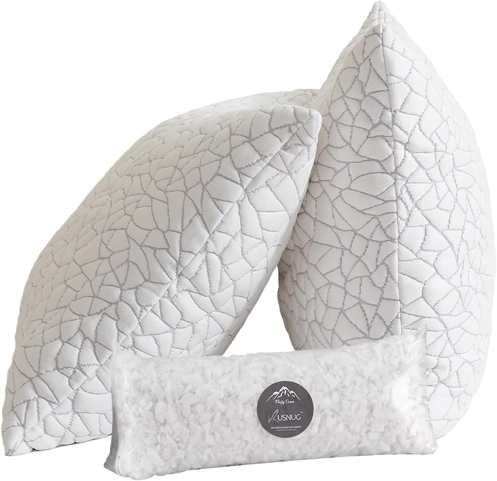 Shredded Memory Foam Pillow for Sleeping, Cooling Bed Pillows King Size Set of 2, Adjustable Soft and Firm Pillows or Side, Back, Stomach…