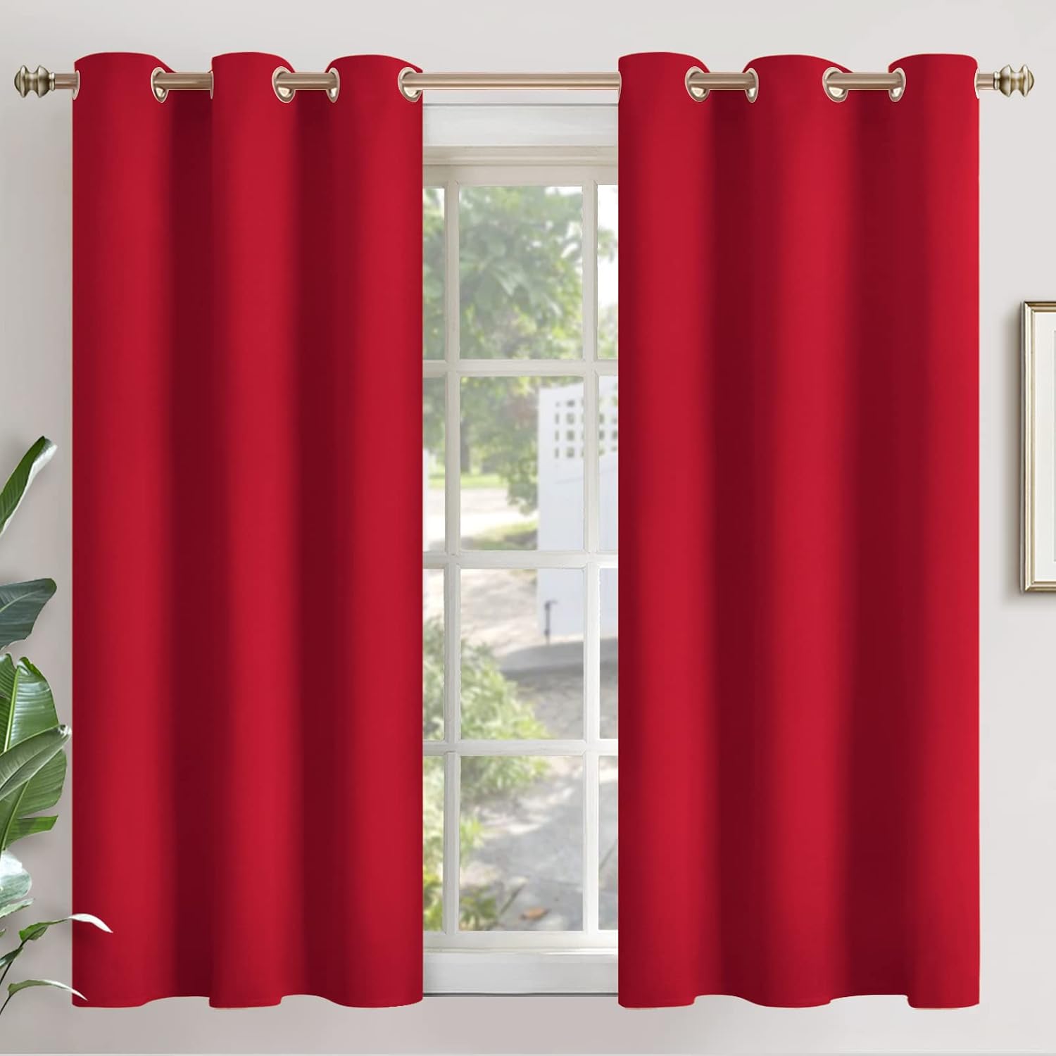 YoungsTex Red Blackout Curtains for Short Window 45 Inches Length - Thermal Insulated with Grommet Room Darkening Drapes for Kitchen Bedroo…
