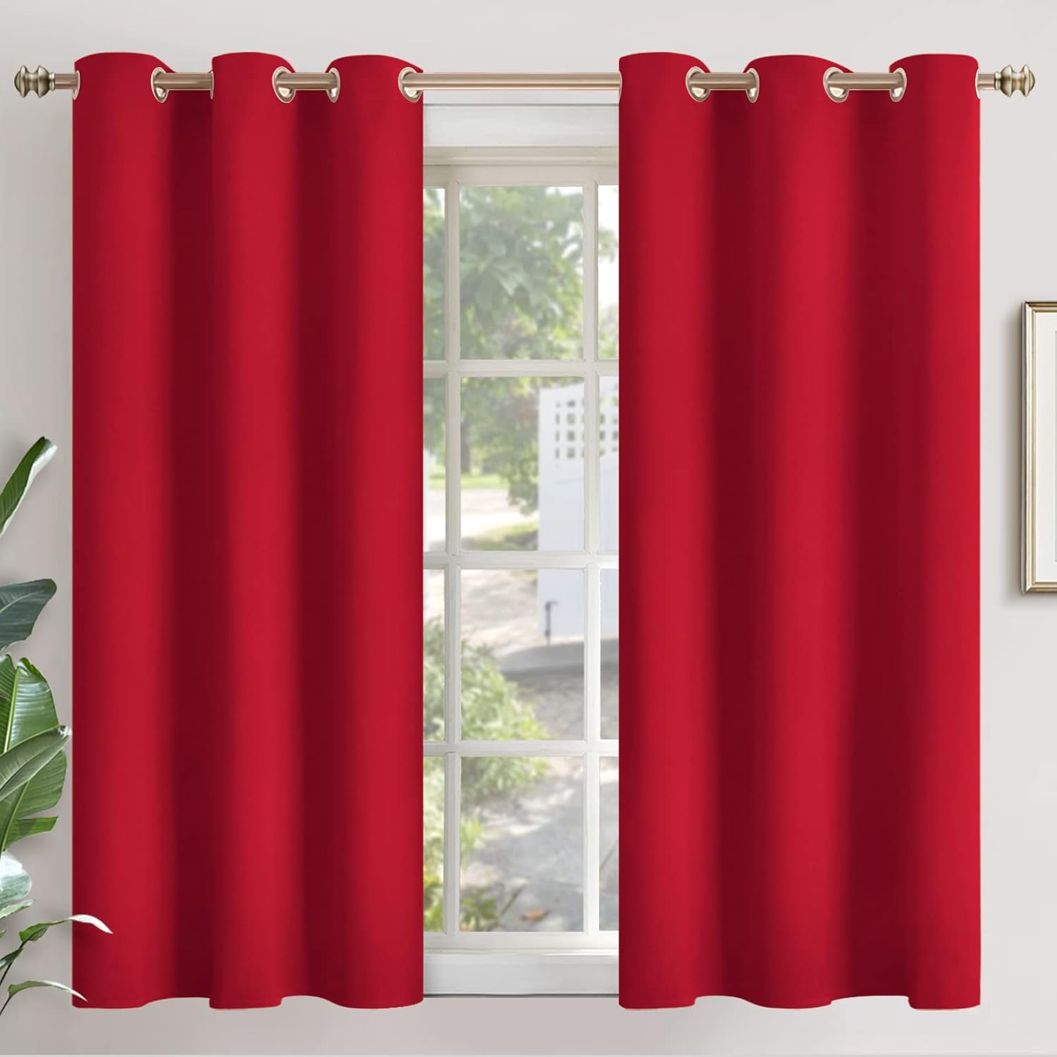 YoungsTex Red Blackout Curtains 54 Inch Length for Bedroom Short Window - Thermal Insulated with Grommet Room Darkening Drapes for Kitchen…