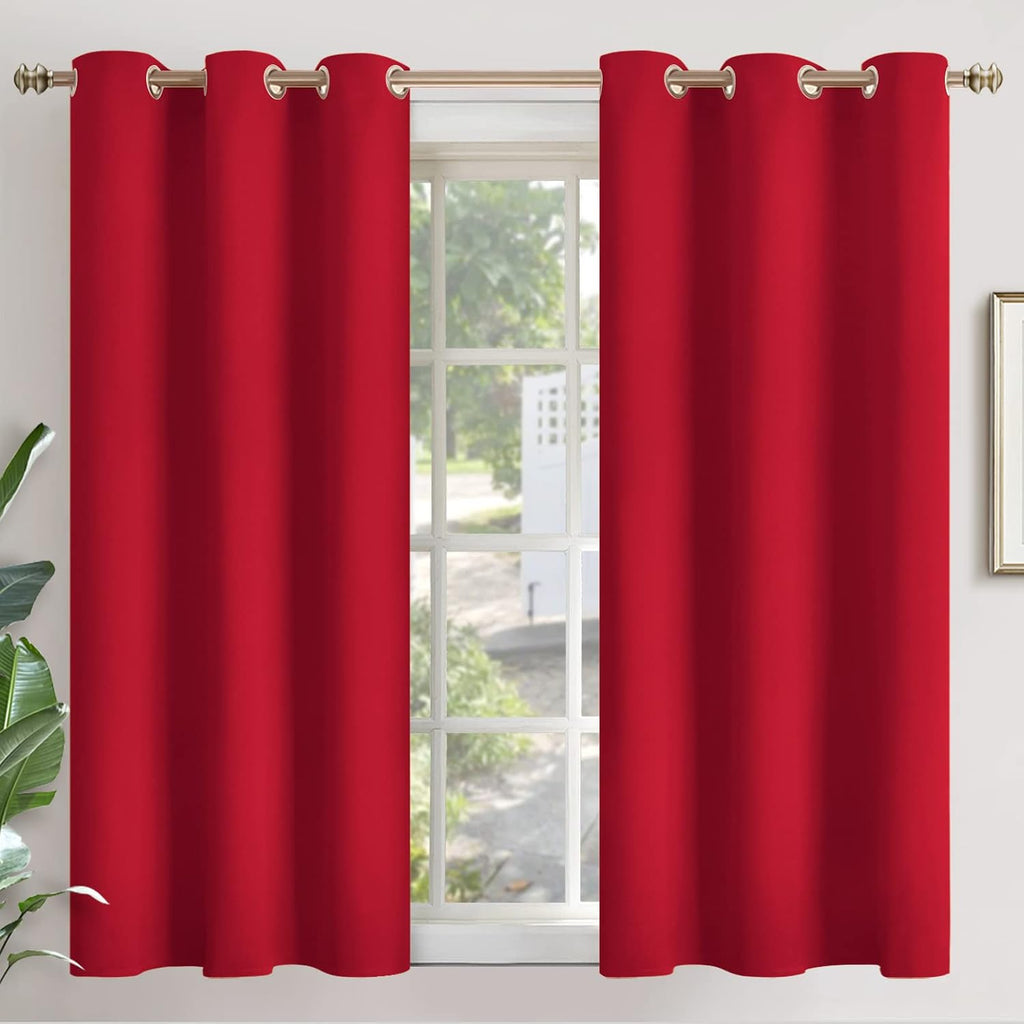 YoungsTex Red Blackout Curtains 48 Inch Length for Bedroom - Thermal Insulated Drapes with Grommet Room Darkening Privacy for Living Room W…