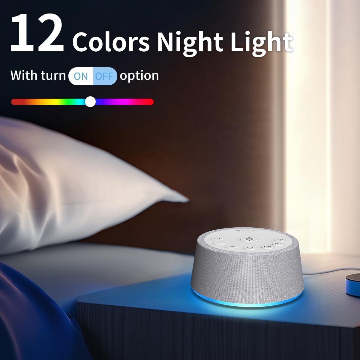 SoundLegend White Noise Sleep Sound Machines 30 Sounds 32-Level Volume 12 Colors Light 5 Timers Adjustable Light Brightness Compact for…