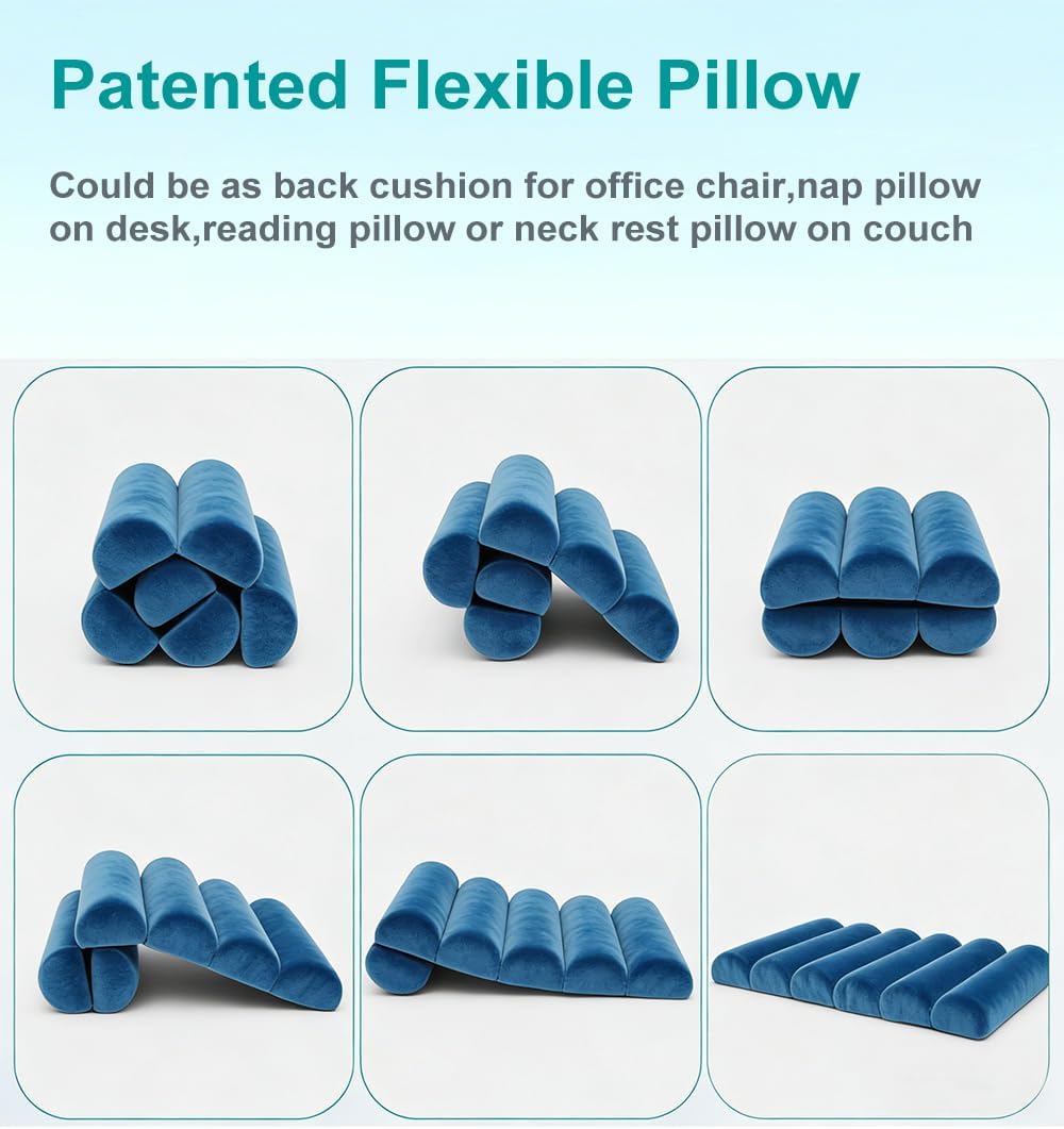 Givanlee Ergonomic Lumbar Support Pillow for High Back Office Chair - Adjustable 6 Semicircular Back Cushion, Backrest for Desk/Gaming Chair…