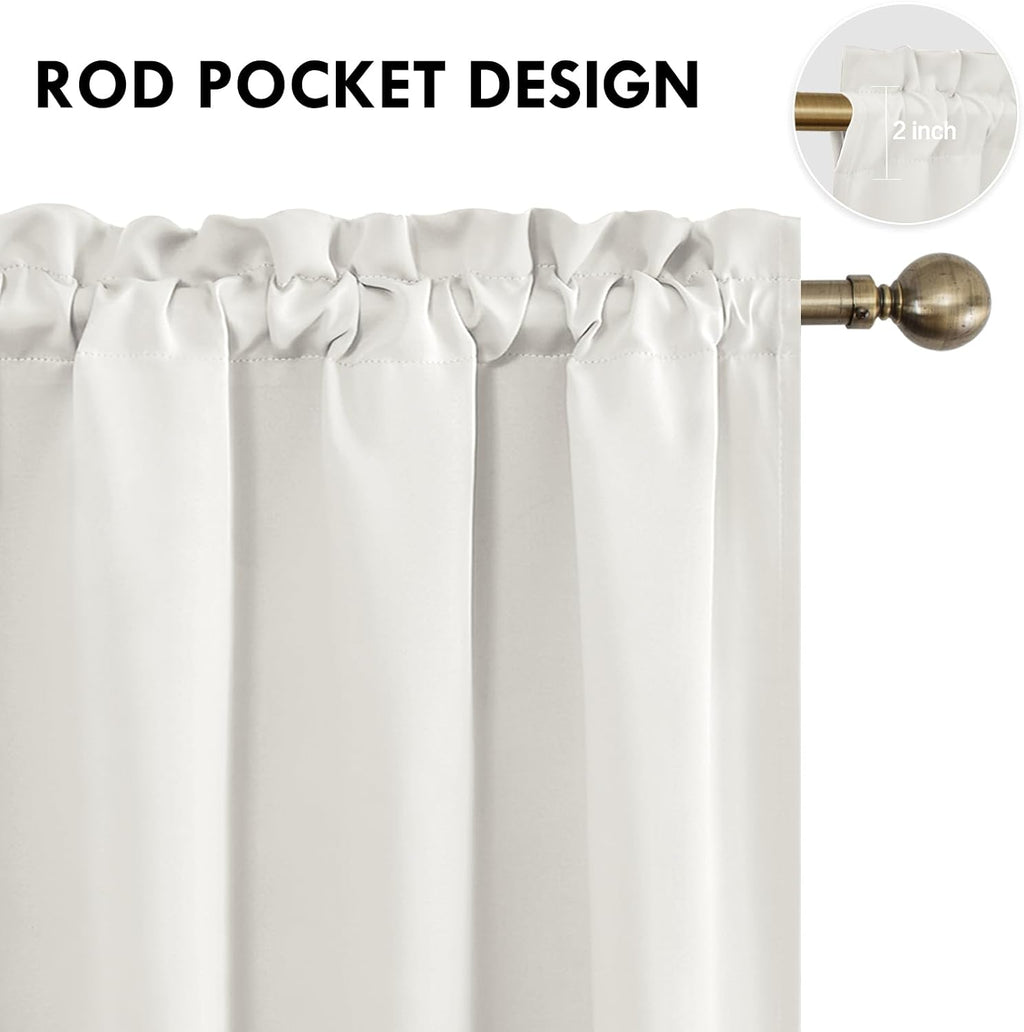 DWCN Blackout Curtains Thermal Insulated, Energy Saving & Noise Reducing Bedroom and Living Room Curtains, Ivory, W 38x L 54 Inch, Set of…