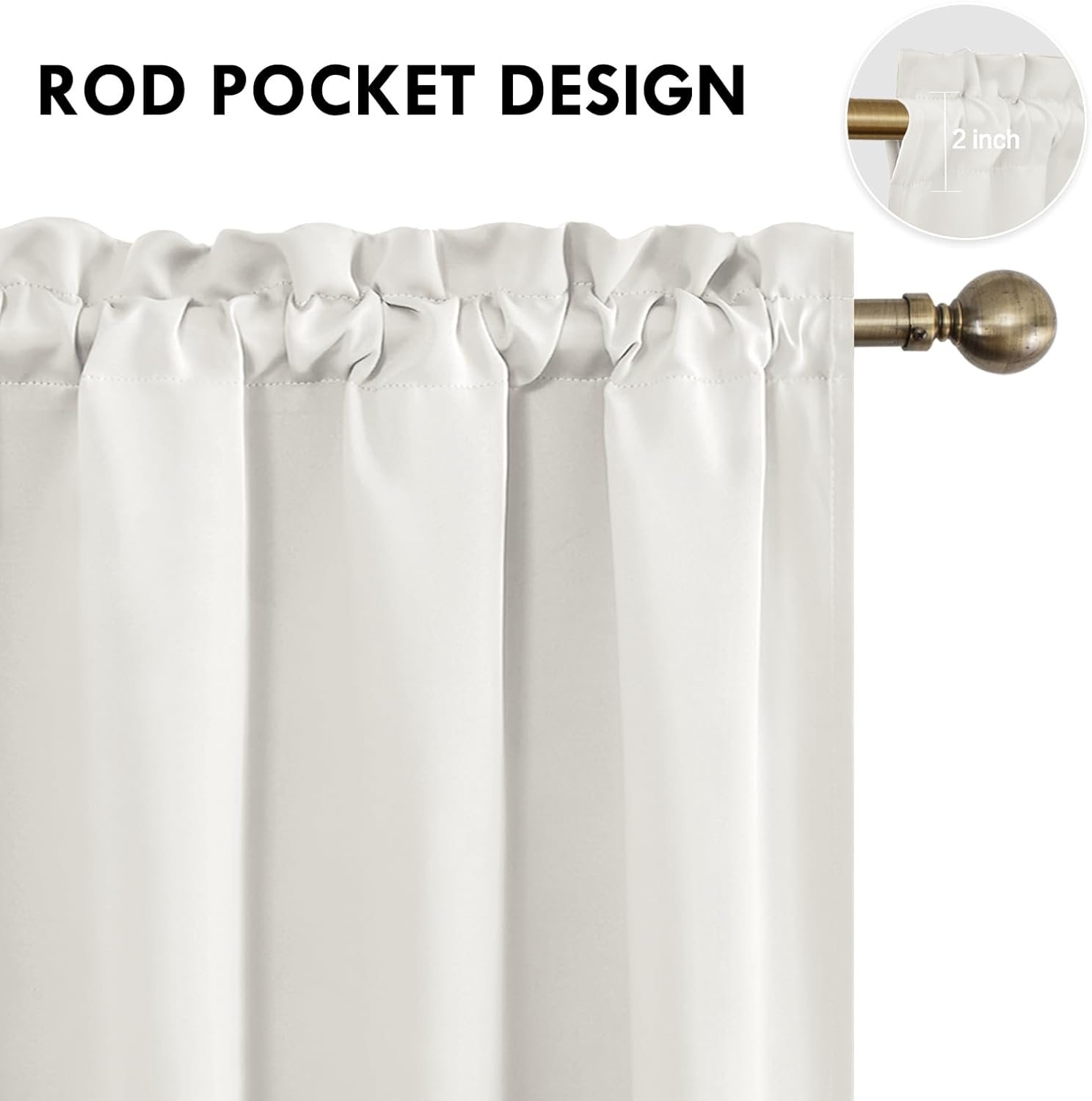 DWCN Blackout Curtains Thermal Insulated, Energy Saving & Noise Reducing Bedroom and Living Room Curtains, Ivory, W 38x L 72 Inch, Set of…