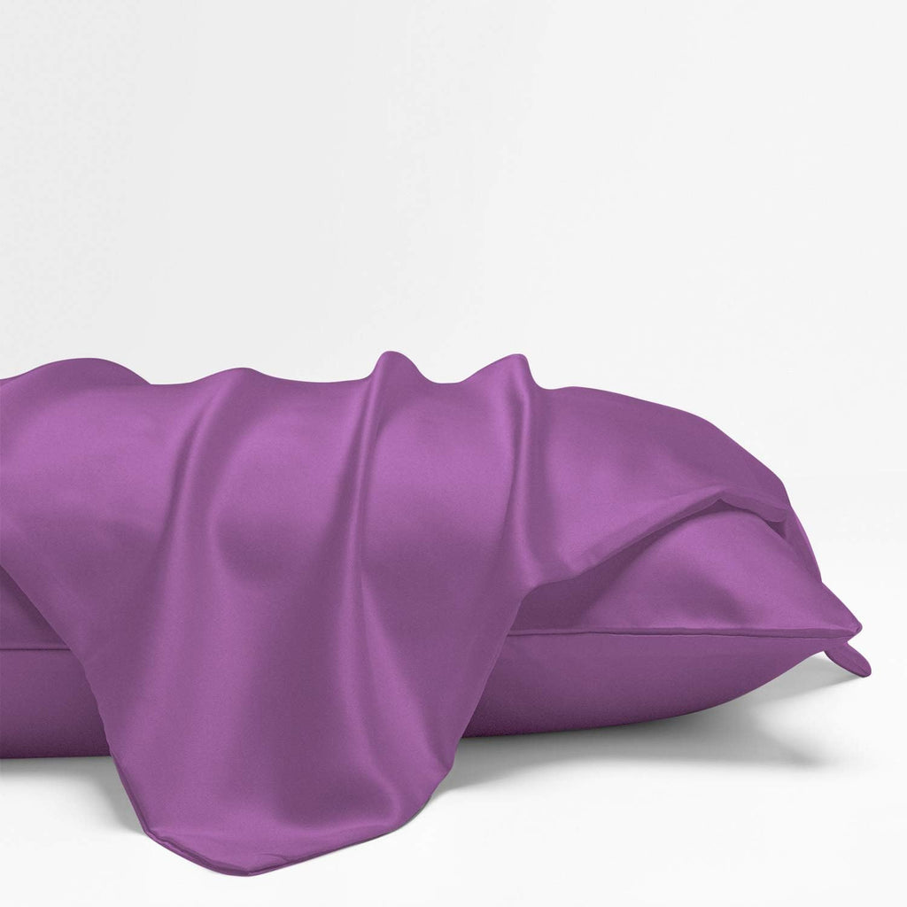 Ntbay Zippered Satin Pillow Cases for Hair and Skin, Luxury Queen Hidden Zipper Pillowcases Set of 2, 20x30 Inches, Purple 30 Inches