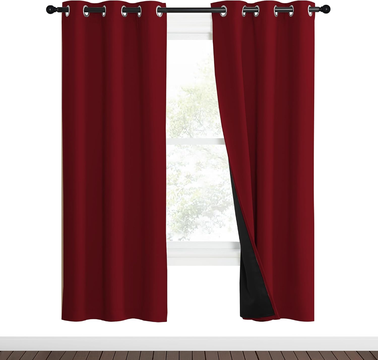 Nicetown 100% Blackout Curtains with Black Liner Backing, Thermal Insulated Curtains for Living Room, Noise Reducing Drapes for Christmas,…