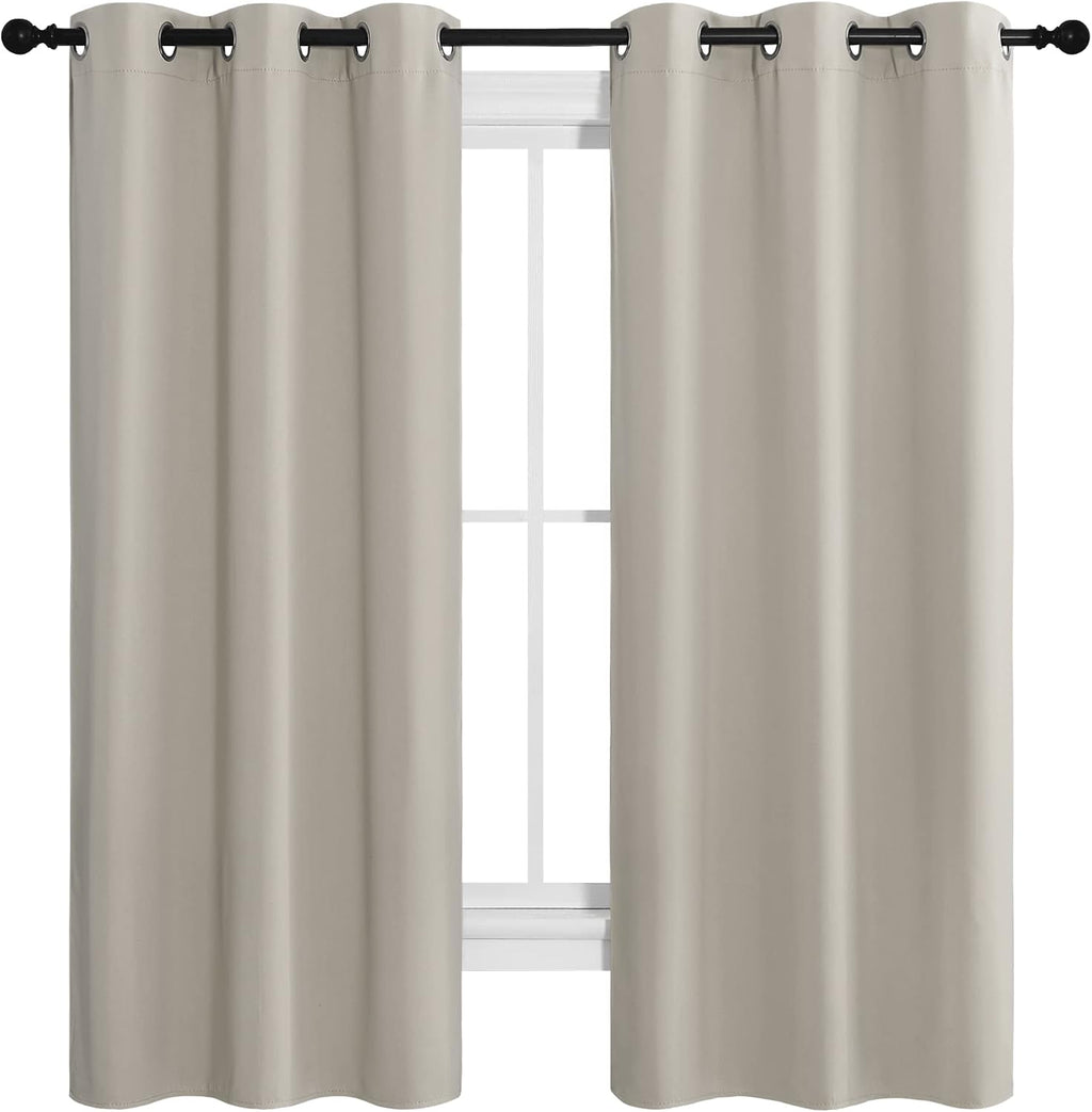 NICETOWN Kitchen Curtains for Decoration, Thermal Insulated Grommet Room Darkening Draperies/Panels for Laundry (Natural, 2 Panels, W42 x…