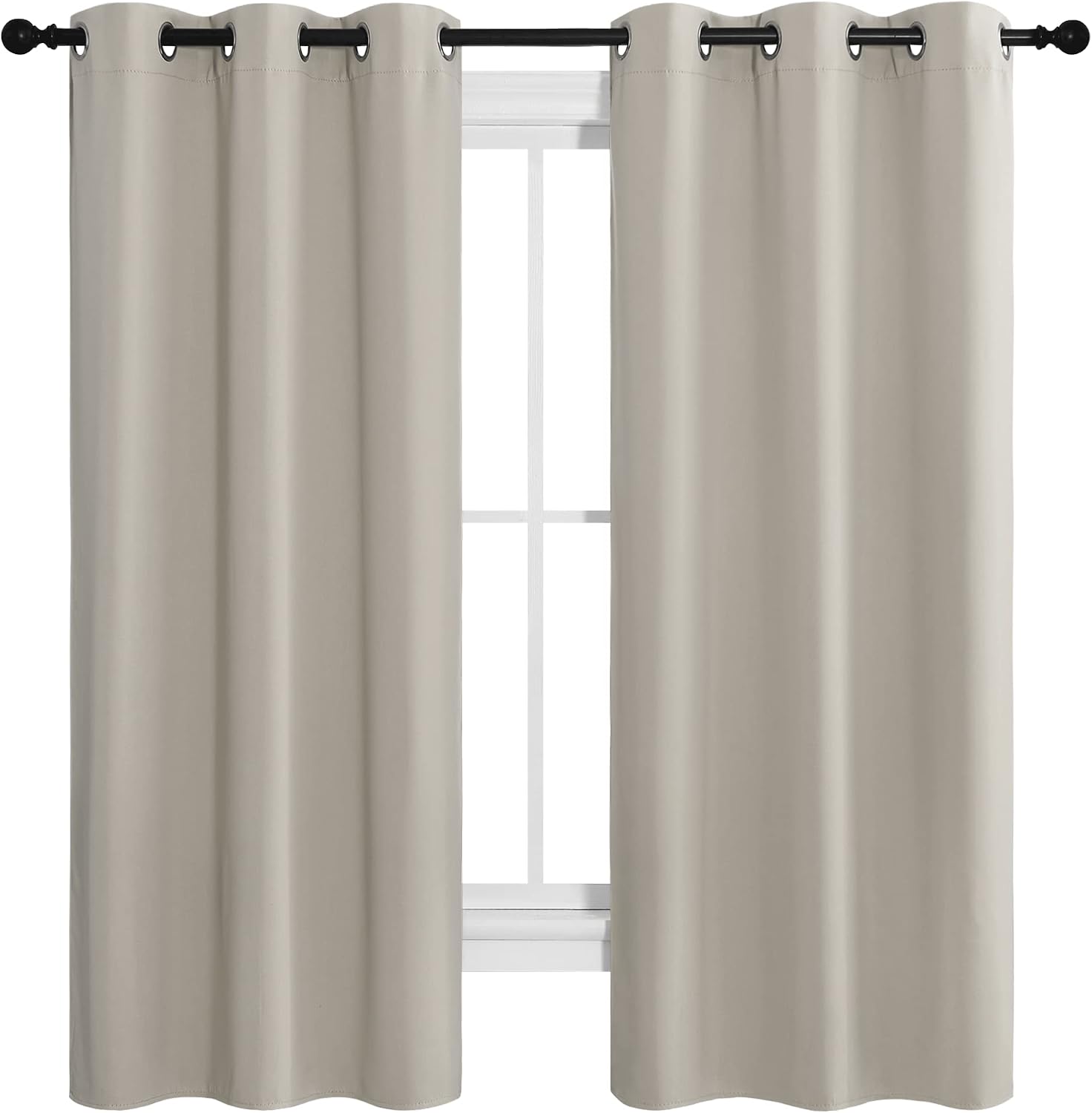 NICETOWN Kitchen Curtains for Decoration, Thermal Insulated Grommet Room Darkening Draperies/Panels for Laundry (Natural, 2 Panels, W42 x…