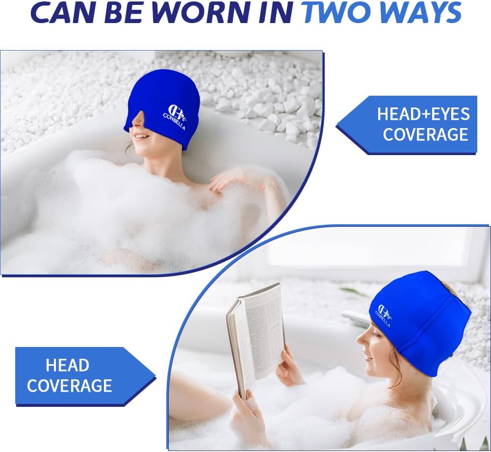 Conbella 2Pcs Migraine Relief Cap, Soothing Headache Ice Face Mask Products, Hot and Cold relaxation, Migraine Headache Relief Cap for…