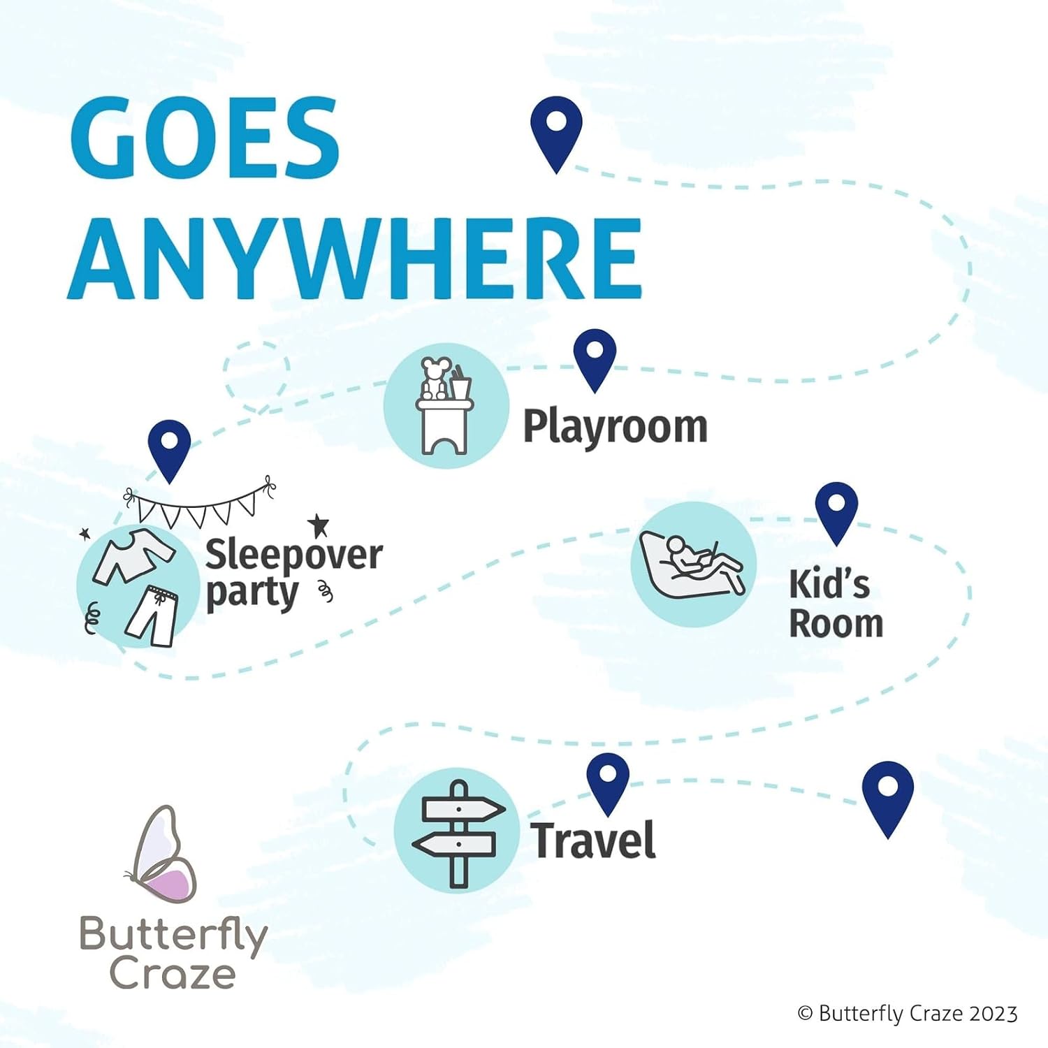 Butterfly Craze Floor Pillow Case - Transforms into Floor Bed & Sleep Mat - Ground Seating & Studio Apartment Essentials - Portable Guest…