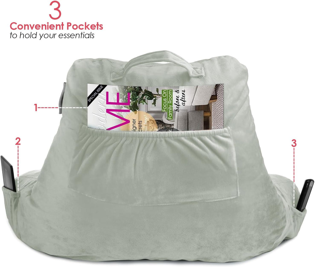 Nestl Reading Pillow with Shredded Memory Foam, Designed for Sitting Up in Bed and Couch, Back and Arms Adjustable Support for Adult &…
