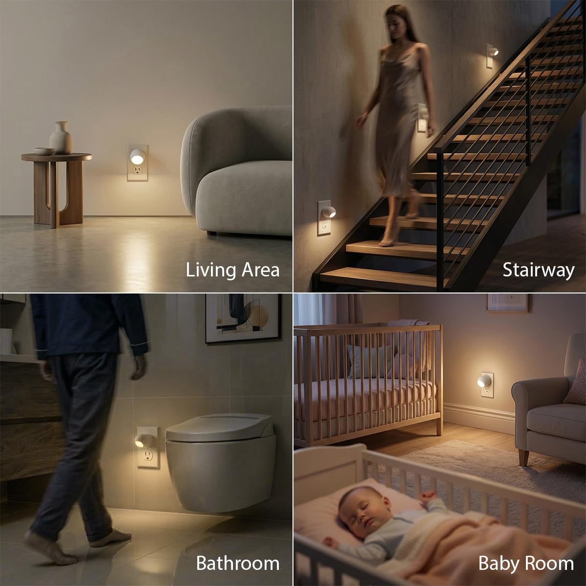 Mini LED Night Light Plug-in Smart Sensor Directional Lamp with 360° Rotating Head Auto Dusk to Dawn Lighting Energy Saving Pet Friendly…