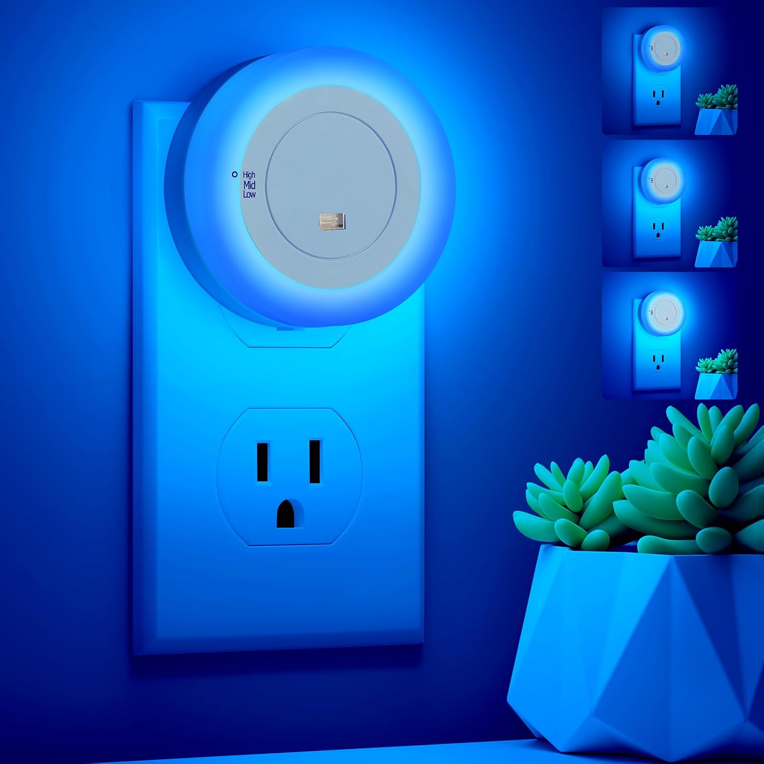 FOLKSMATE LED Night Light, Dimmable Plug-in Dusk to Dawn Sensor Hallway Lights, Smart Nightlight for Bathroom, Bedroom, Adults & Kids…