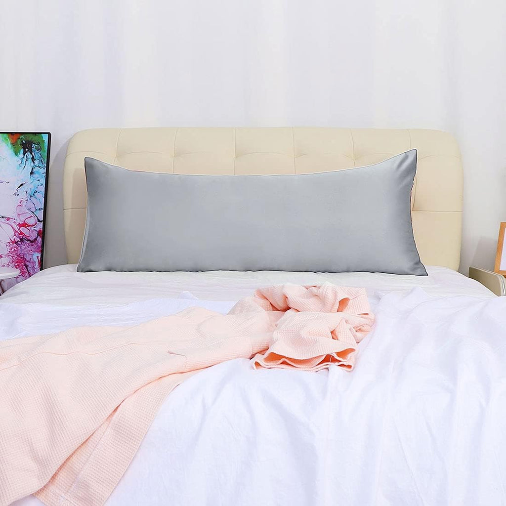 uxcell Body Pillow Cover, 20x48 Inch Silver Silky Satin Body Pillowcases for Hair and Skin, Soft Cooling Smooth Pillow Case with Envelope…