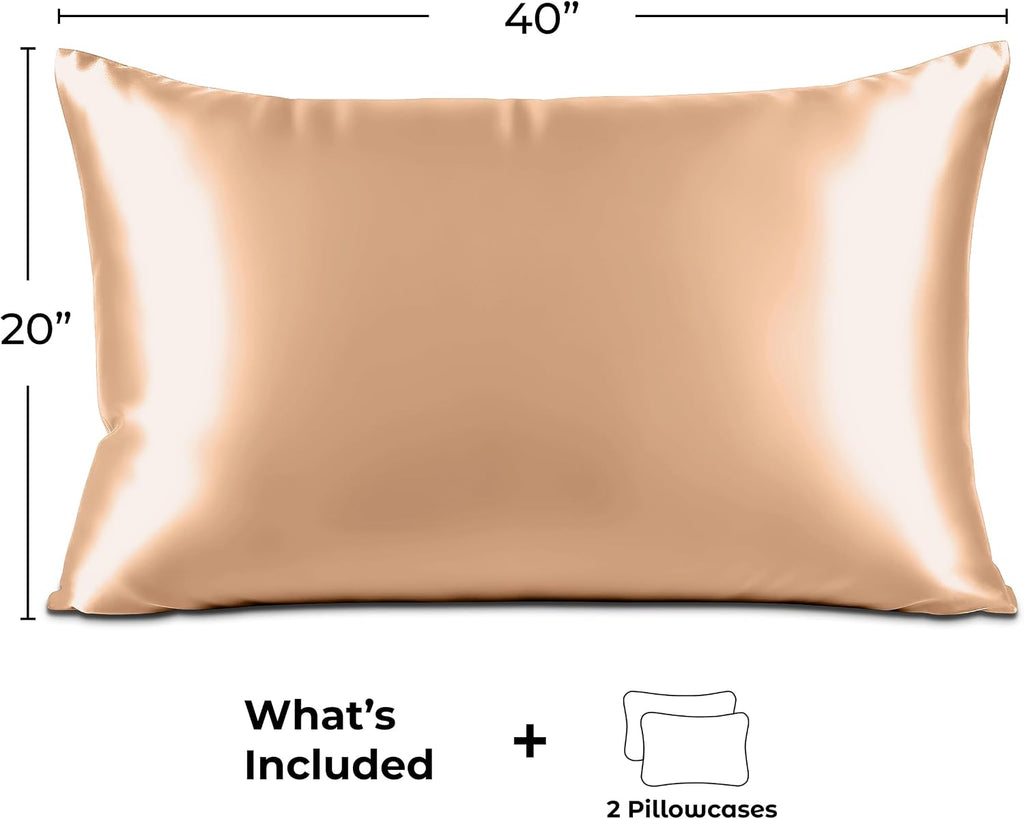 PureBedding Pure Bedding Satin Pillowcase 2 Pack - King Size (20"x40", Rose Gold) - Silky Pillow Cases for Hair and Skin - Satin Pillow Cov…