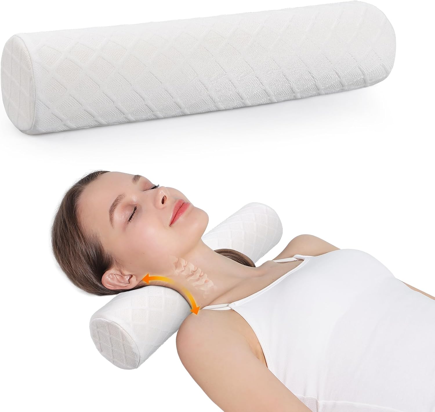 Cozyth Cervical Roll Pillow, Medium Soft Memory Foam Neck Round Pillow Cylinder Bolster Pillow for Sleeping, Round Neck Support for Bed…