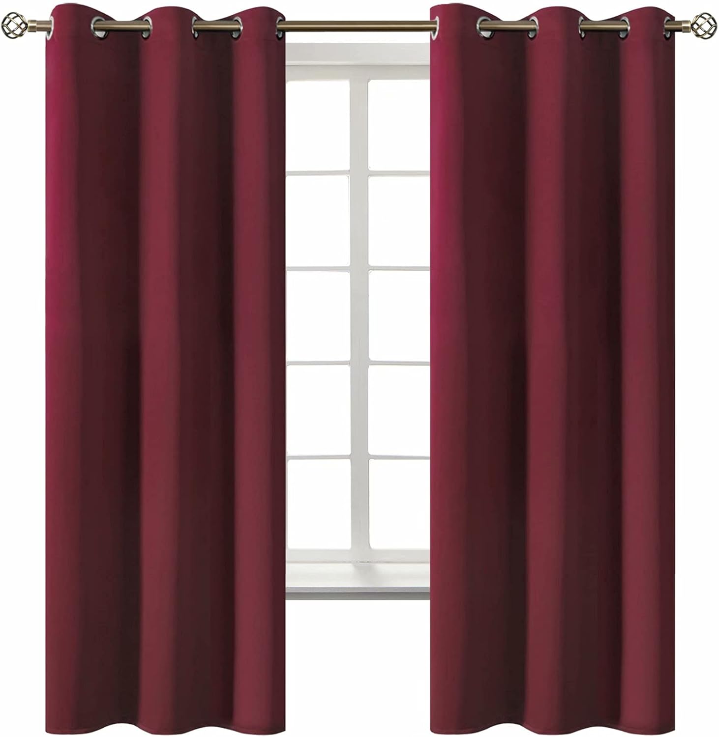 BGment Christmas Red Blackout Curtains for Bedroom - Grommet Thermal Insulated Room Darkening Curtains for Living Room, Set of 2 Curtain Pa…
