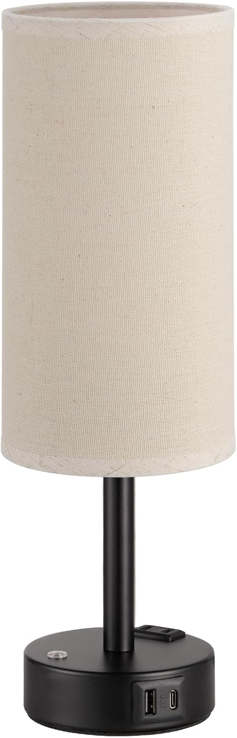 Aooshine Touch Bedside Table Lamp with Memory - Stepless Dimmable Lamp for Bedroom, Small Nightstand Lamp with Dual USB Charging Ports and…