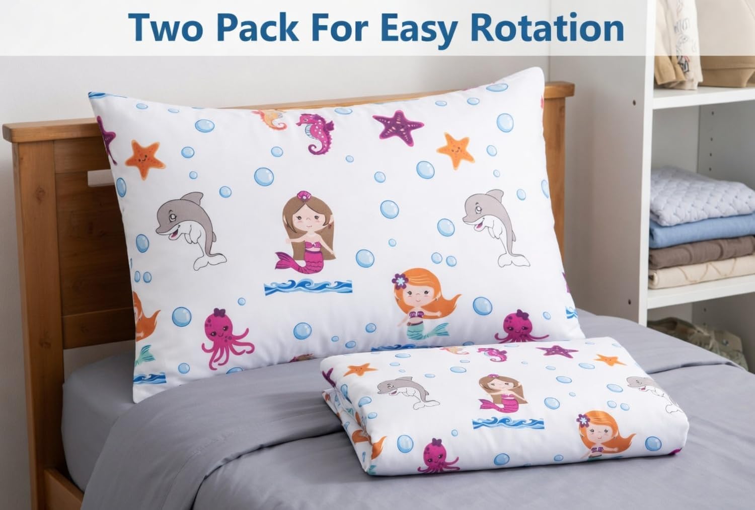 Everyday Kids 2-Pack Toddler Travel Pillowcases -100% Soft Microfiber, Breathable and Hypoallergenic - 14" by 20" Kids Pillowcases fits…