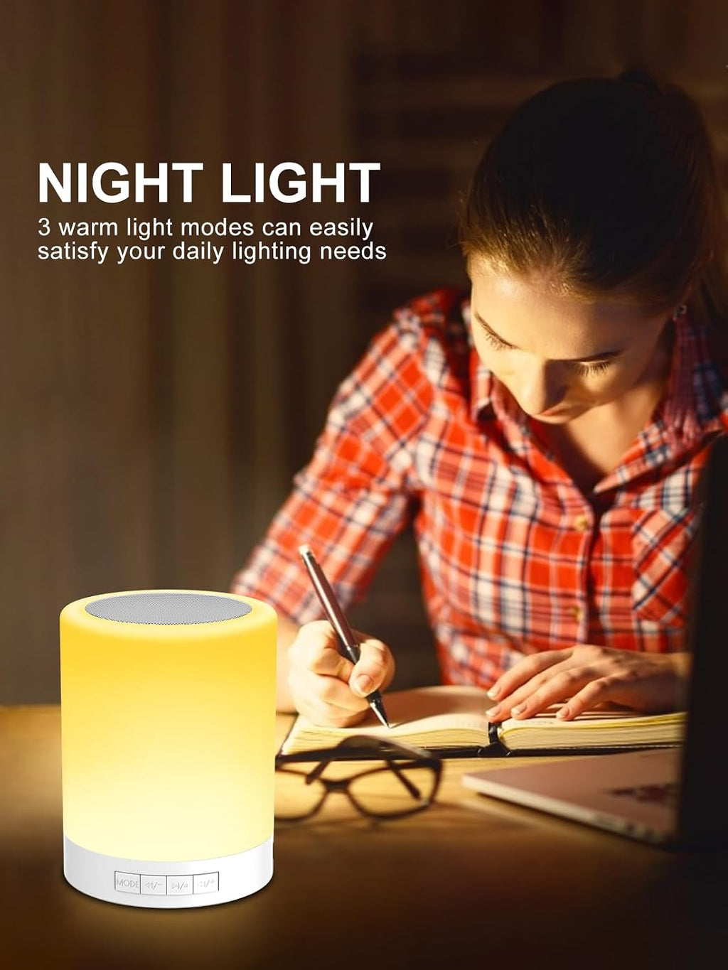 Touch Bedside Lamp with Bluetooth Speaker, Colorful Night Light Dimmable, Outdoor Table Lamp with Touch Control, Best Gift for Teens Kids…