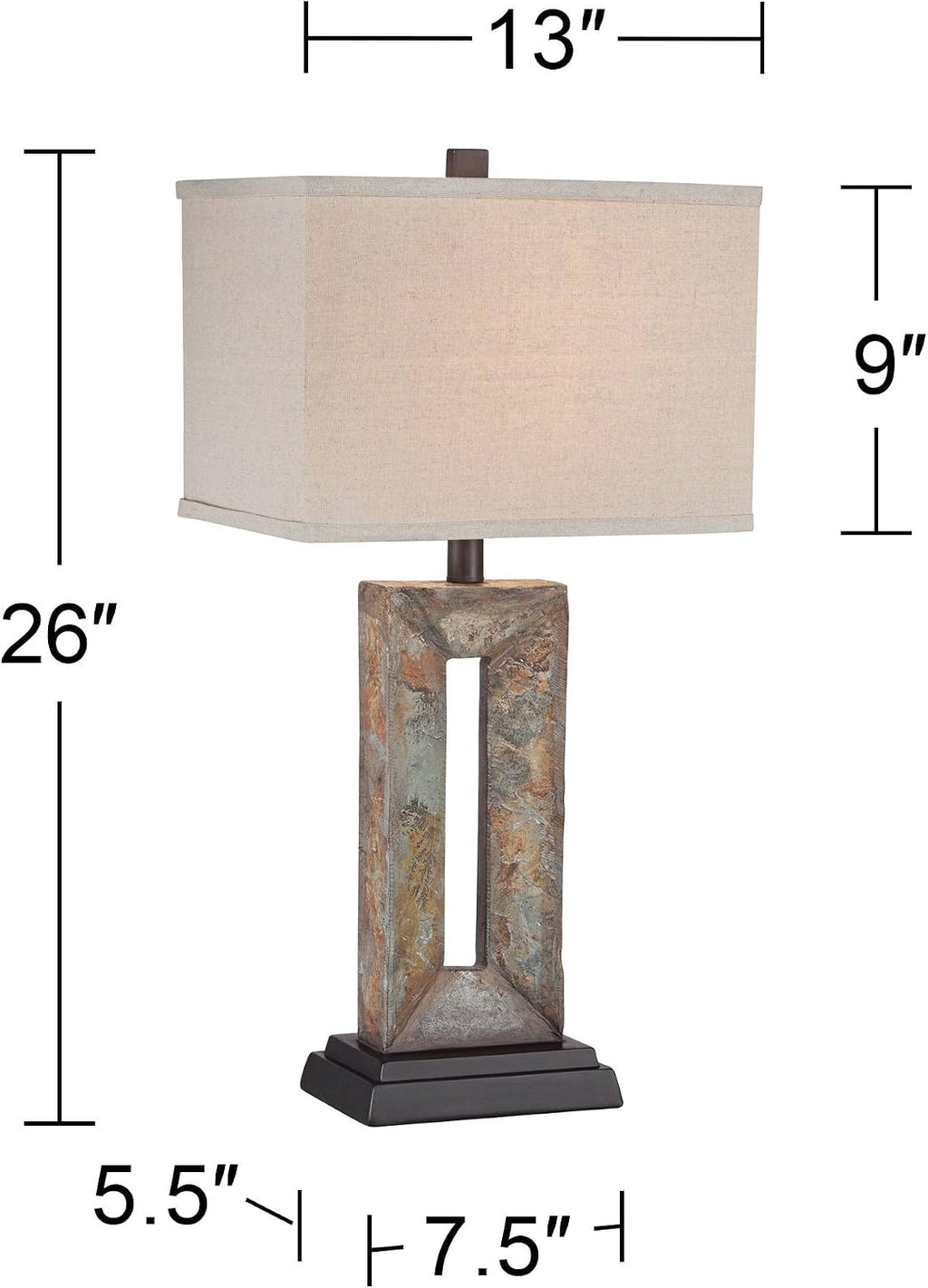 Franklin Iron Works Tahoe Small Rustic Traditional Style Table Lamps 26" High Set of 2 Natural Stale Open Base Rectangular Box Shade for…