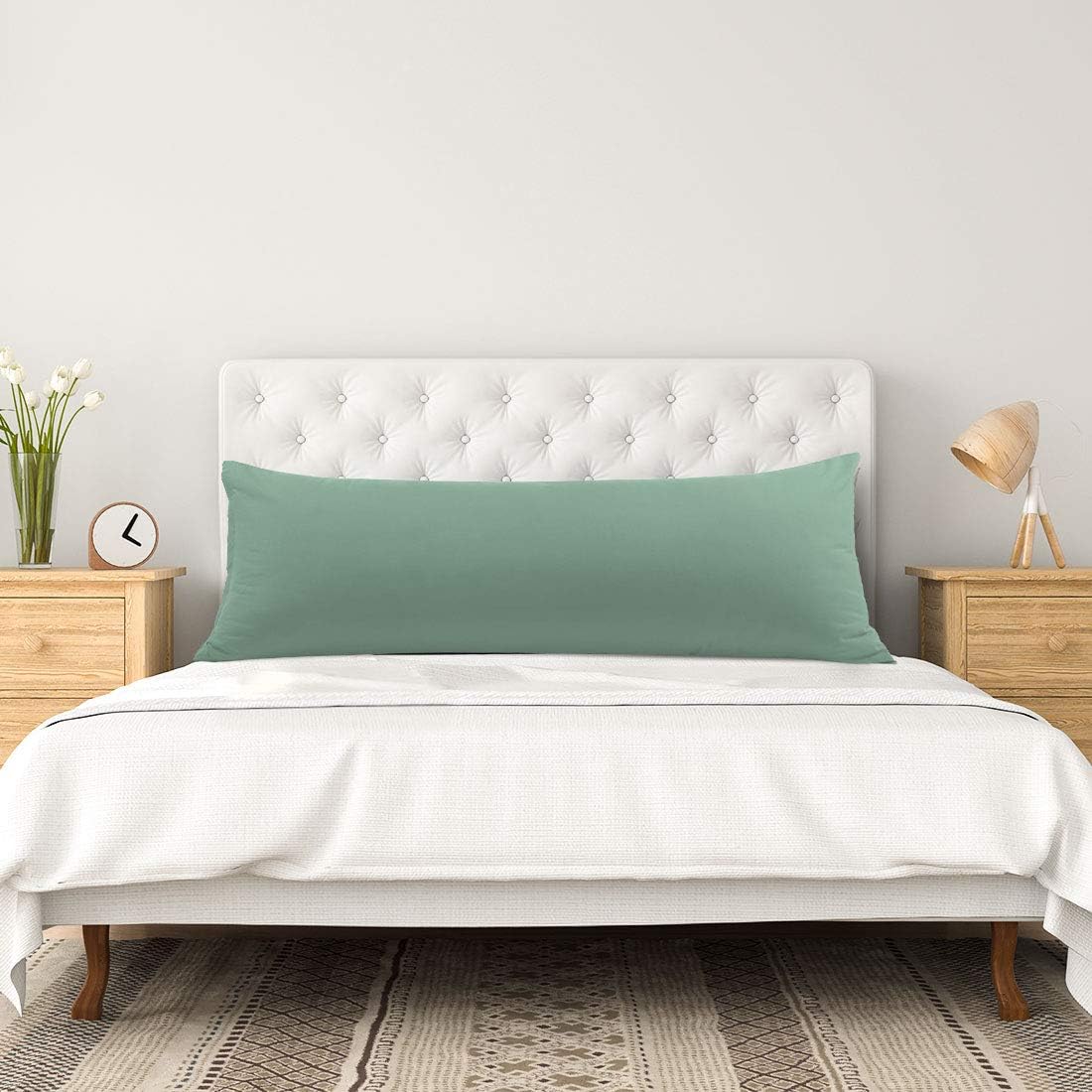 PiccoCasa Body Pillow Cover, Brushed Microfiber Pillowcase with Zipper Closure - Soft Spa Blue, 20"x48" Body Pillow Case cotton Blue