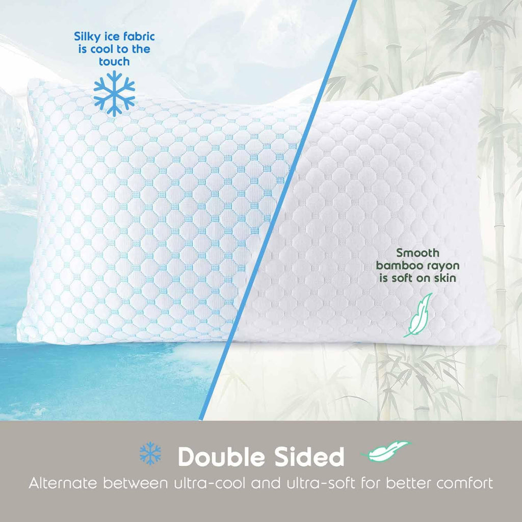 Nestl Cooling Pillow for Sleeping 1 Pack, Luxury Shredded Memory Foam Pillows Standard Size, Adjustable Cold Gel Pillows for Hot Sleepers…