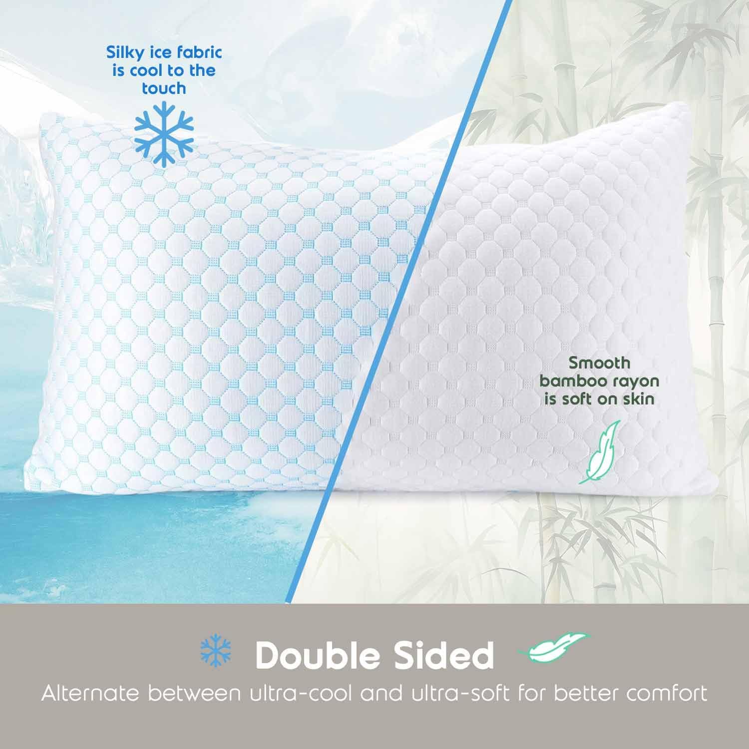 Nestl King Size Cooling Pillow for Sleeping 2 Pack, Luxury Shredded Memory Foam King Pillow Set of 2, Adjustable Cold Gel Pillows for Hot…