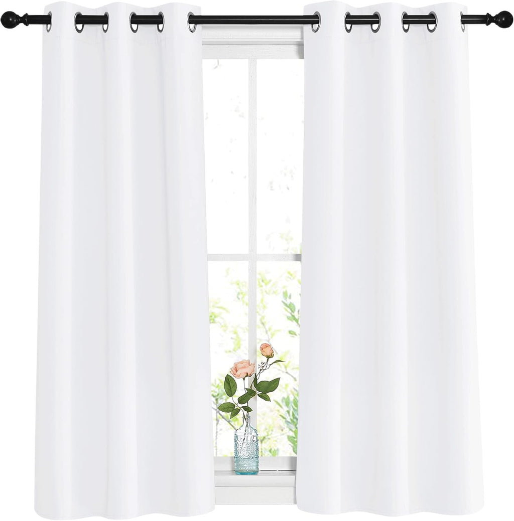Nicetown White Room Darkening Curtain Panels - Thermal Insulated Grommet 50% Room Darkening Window Drapes and Curtains for Bedroom/Basement…