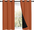 Nicetown Burnt Orange 100% Blackout Curtains 45 inches Long, 2 Thick Layers Completely Blackout Window Treatment Thermal Insulated Lined Dr…