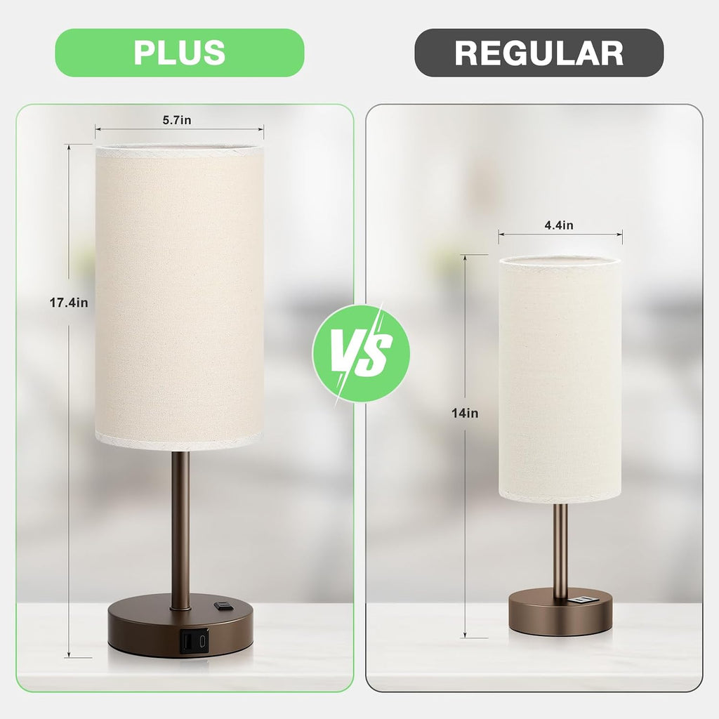 Dicoool Touch Bedside Table Lamp with USB - 3 Way Dimmable Brown Lamp for Bedroom Nightstand, Desk Lamp with Charging Station for Dorm…