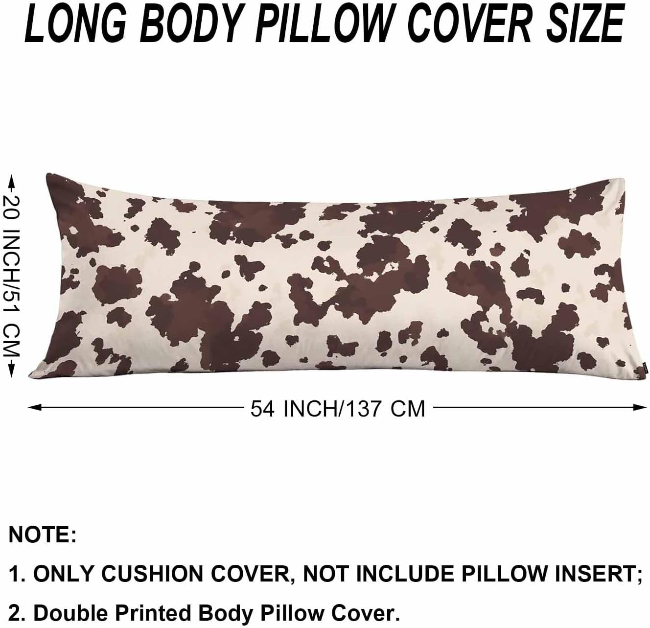 Body Pillowcases with Zipper Cowhide, Cow Or Horse Print Cozy Body Pillow Covers Cushion Cover 20 X 54 Inches Outdoor Body Pillow…