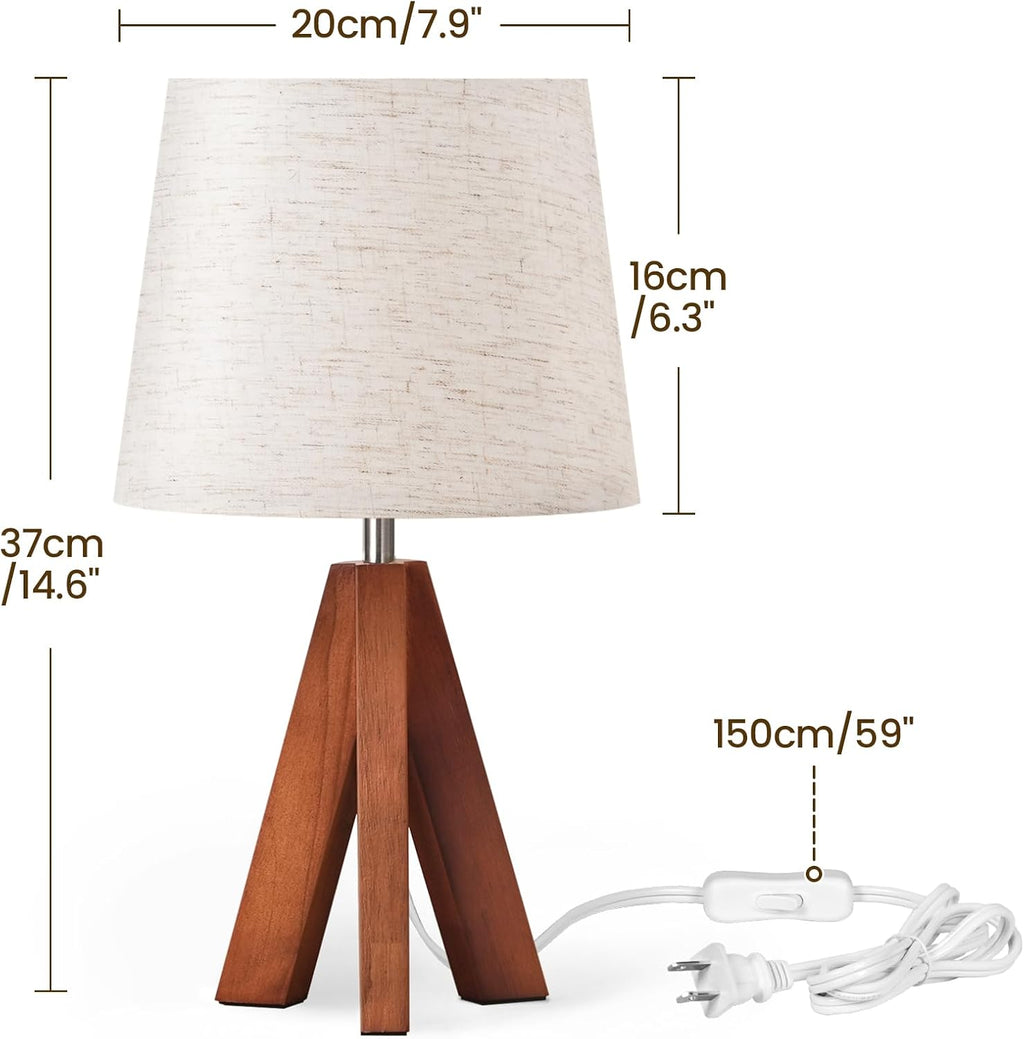 Tripod Table Lamps Set of 2, Small Bedside Lamps, Modern Nightstand Lamp with Dark Pearwood Base & Beige Shade, Boho Desk Light for…