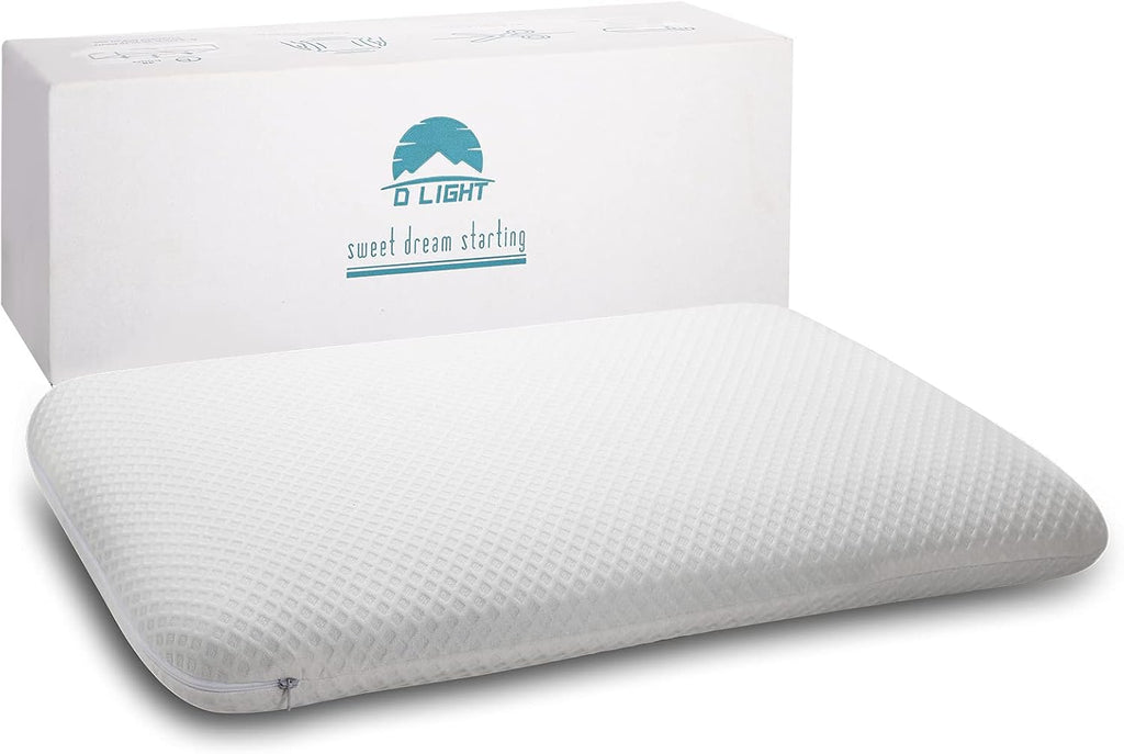 Dlight Bd Ultra 2.7" Stomach Sleeping Gel Infused Memory Foam Pillow- Ultra Thin and Flat Design for Stomach and Back Sleepers White