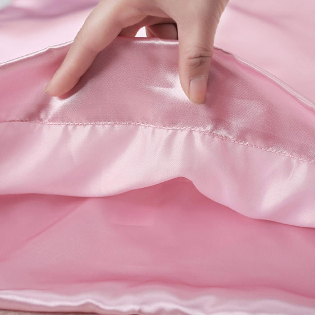 Lcbd Standard Size Satin Pillowcase for Hair and Skin, Pink Silk Satin Pillowcases Set of 2, Satin Cooling Pillow Covers with Envelope Clos…