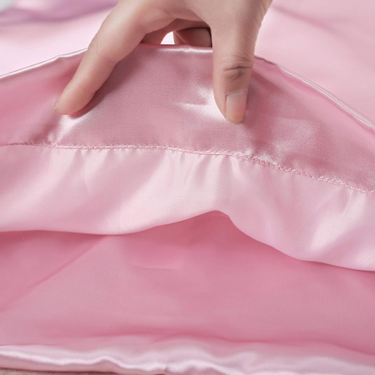 Lcbd Standard Size Satin Pillowcase for Hair and Skin, Pink Silk Satin Pillowcases Set of 2, Satin Cooling Pillow Covers with Envelope Clos…