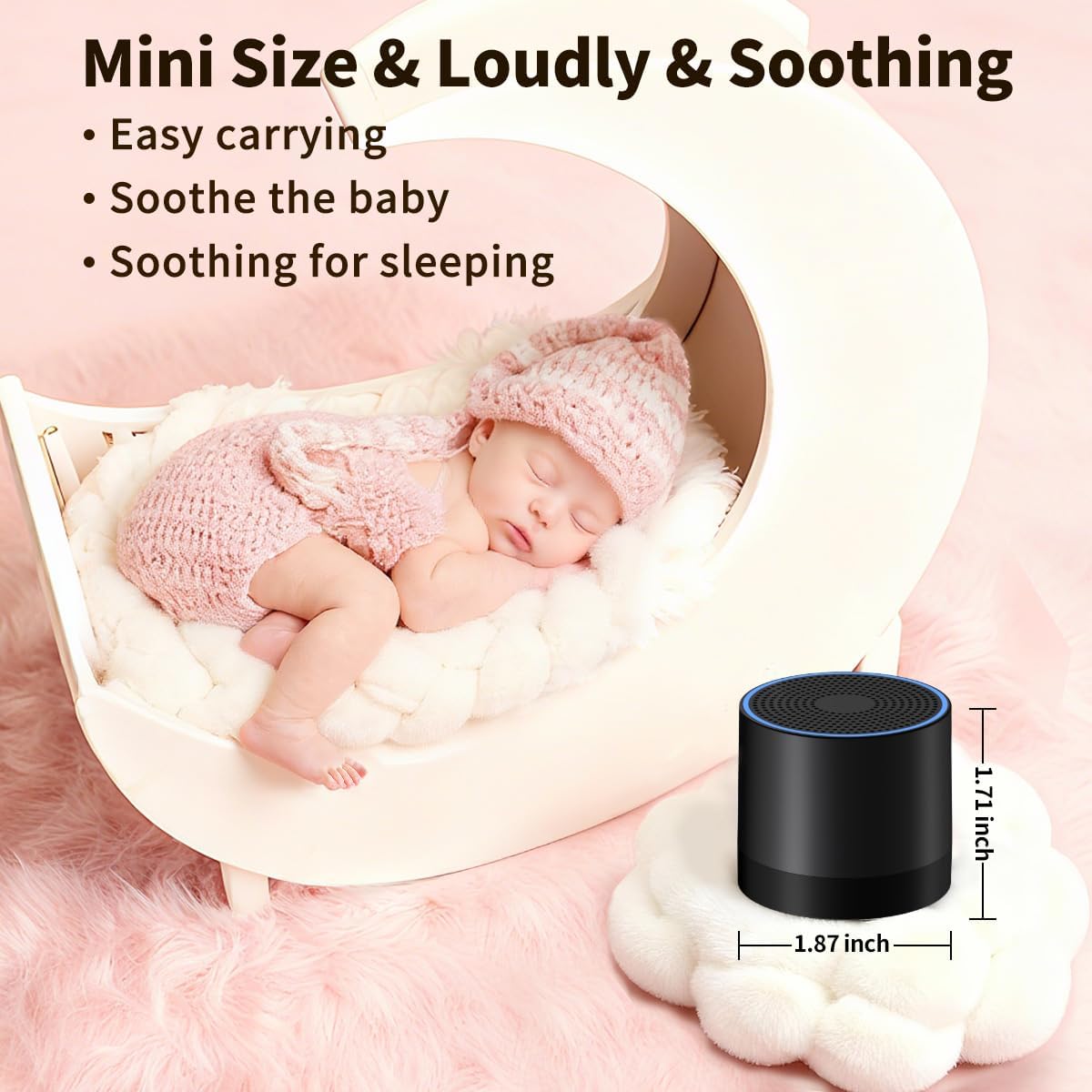 Hushingwhitenoisemachine Portable Mini White Noise Machine Sound Machine with 30 Soothing Sounds for Newborn Kids Adults Rechargeable Sleep…