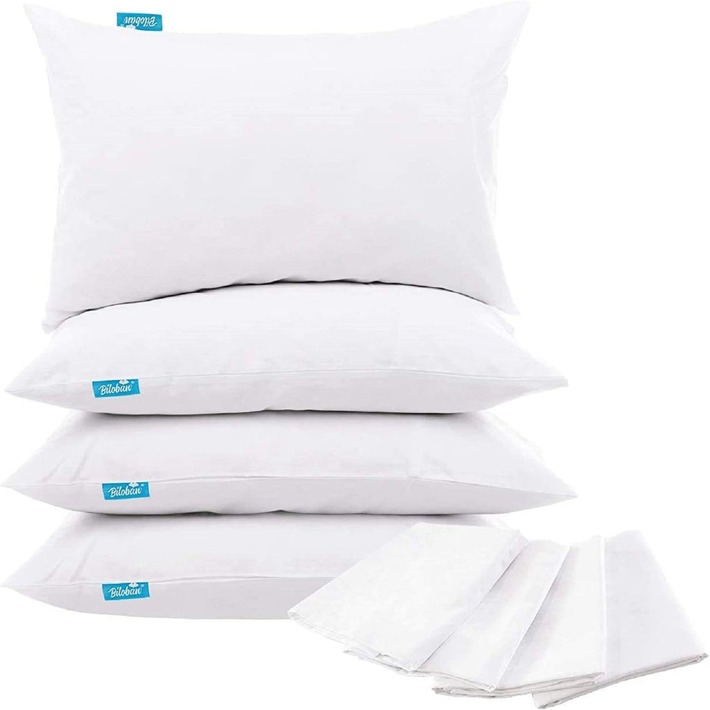 Bilobanbabybedding Toddler Pillowcase 4 Pack Waterproof Pillow Protector Zippered Pillow Cover Fit for Toddler Pillow 13"x18" & 14"x19", Wh…