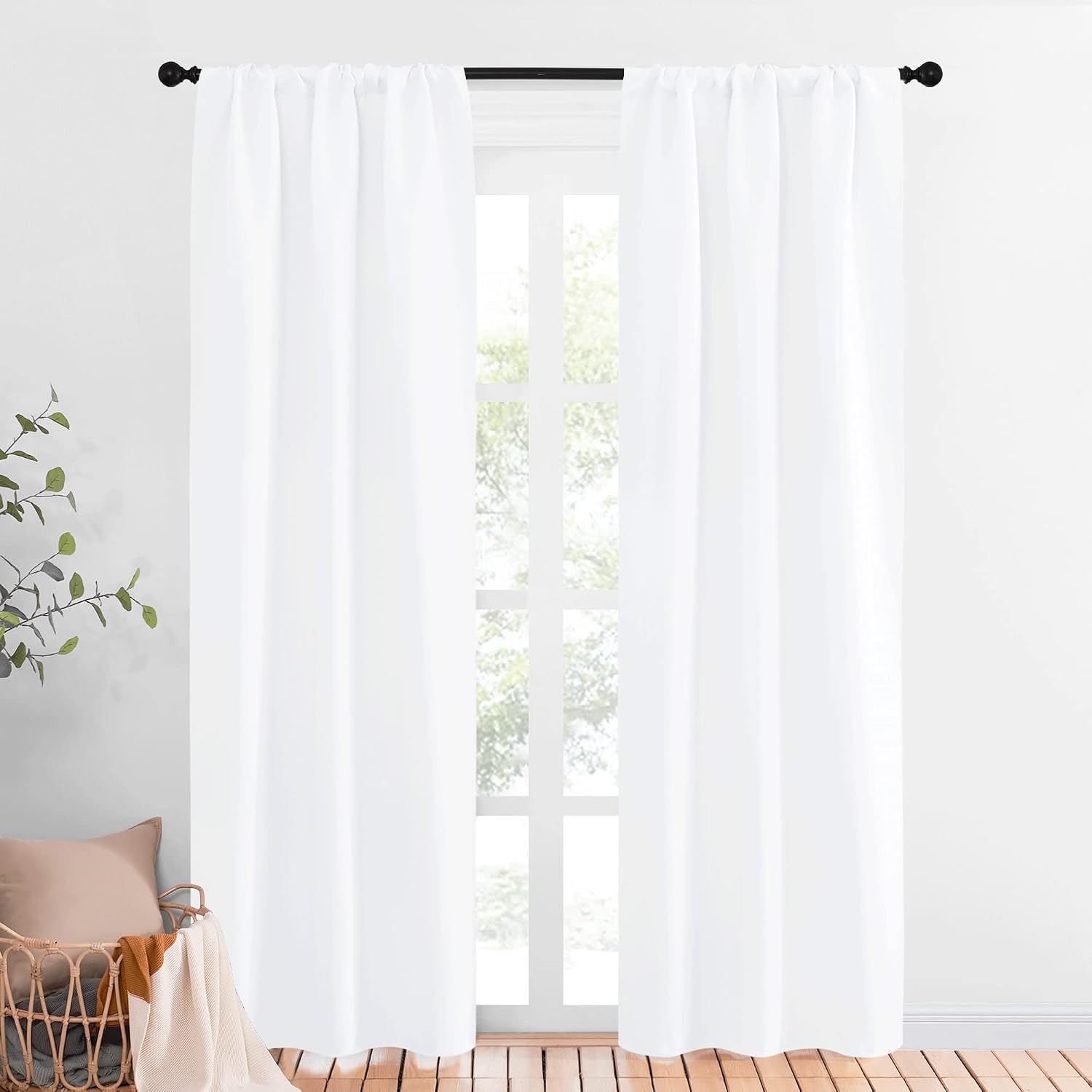 NICETOWN White Bedroom Curtain Panels - Multi-Function Noise Reducing Performance Window Treatment Thermal Insulated Rod Pocket Room…