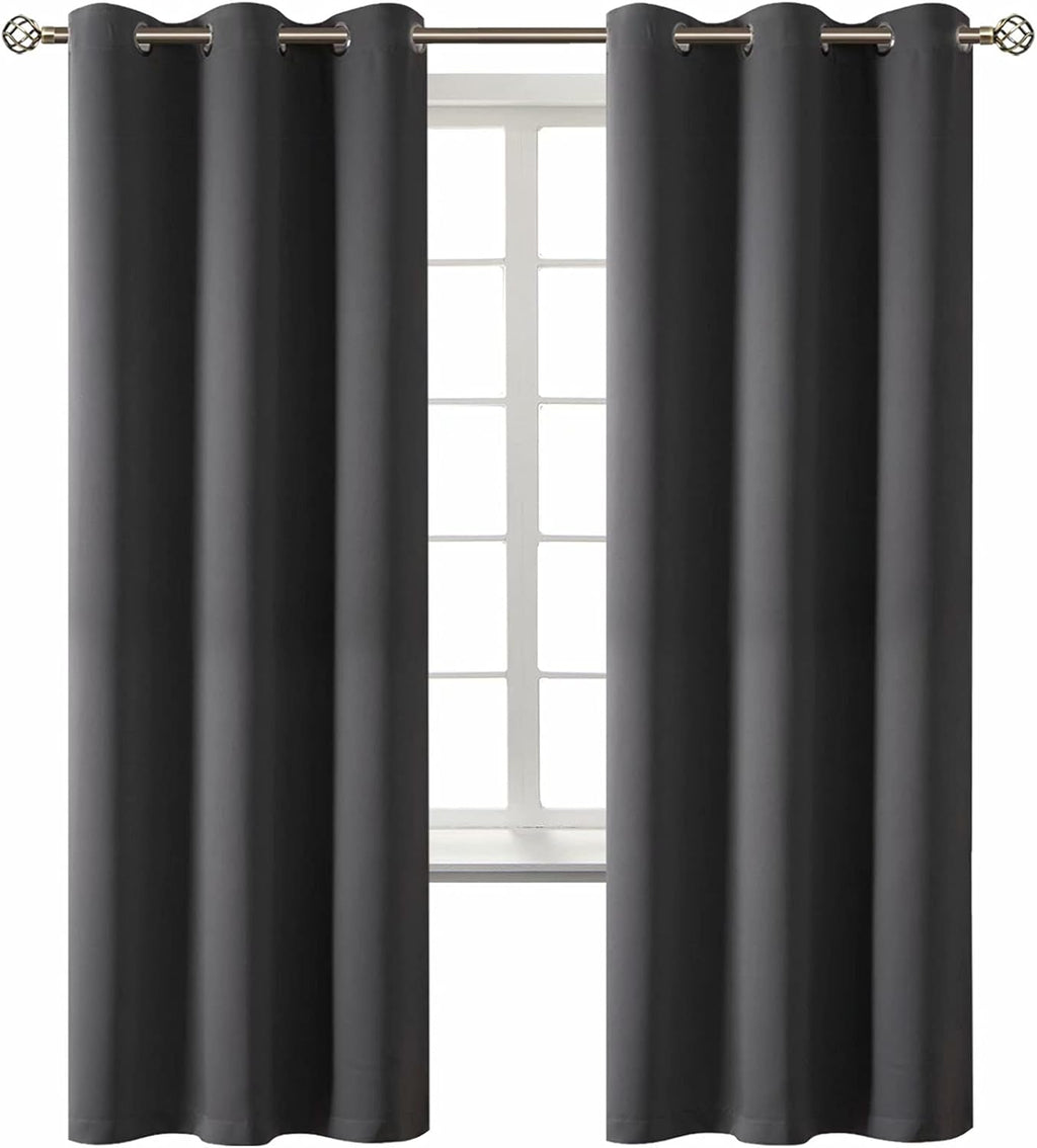 BGment Blackout Curtains - Grommet Thermal Insulated Room Darkening Bedroom and Living Room Curtain, Set of 2 Panels (42 x 72 Inch, Dark Gr…