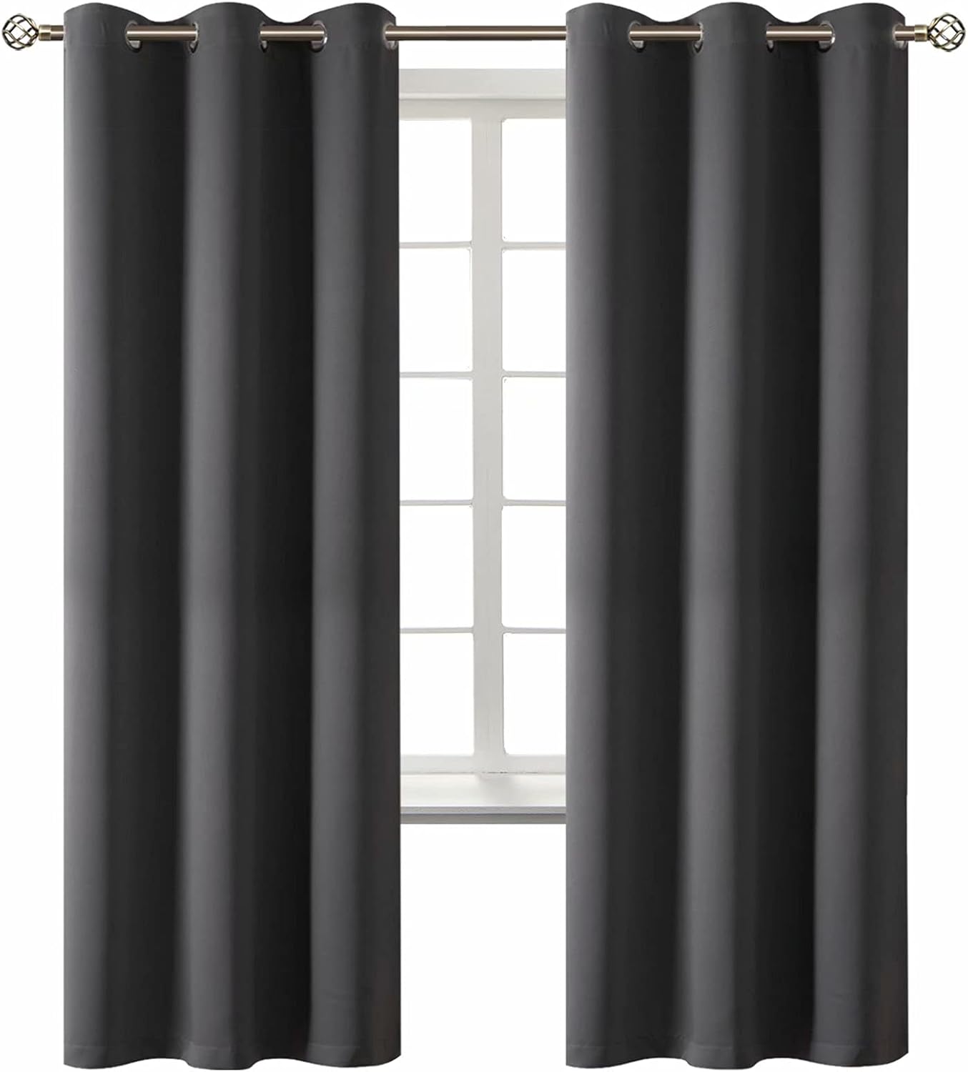 BGment Blackout Curtains - Grommet Thermal Insulated Room Darkening Bedroom and Living Room Curtain, Set of 2 Panels (42 x 72 Inch, Dark Gr…