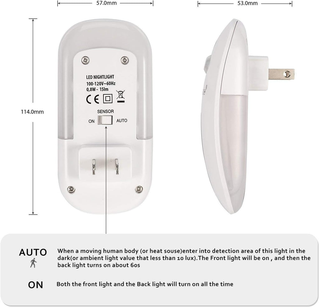 Sensky Plug-in LED Backlit Night Light with Motion Sensor, Dusk to Dawn Sensor, Auto On/Off Nightlight for Kids and Adults, Bedroom…