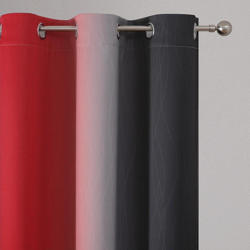 Estelartextiler Estelar Textiler Black and Red Blackout Curtains, 100% Ombre Blackout Curtains for Bedroom, Full Light Blocking Thermal Ins…